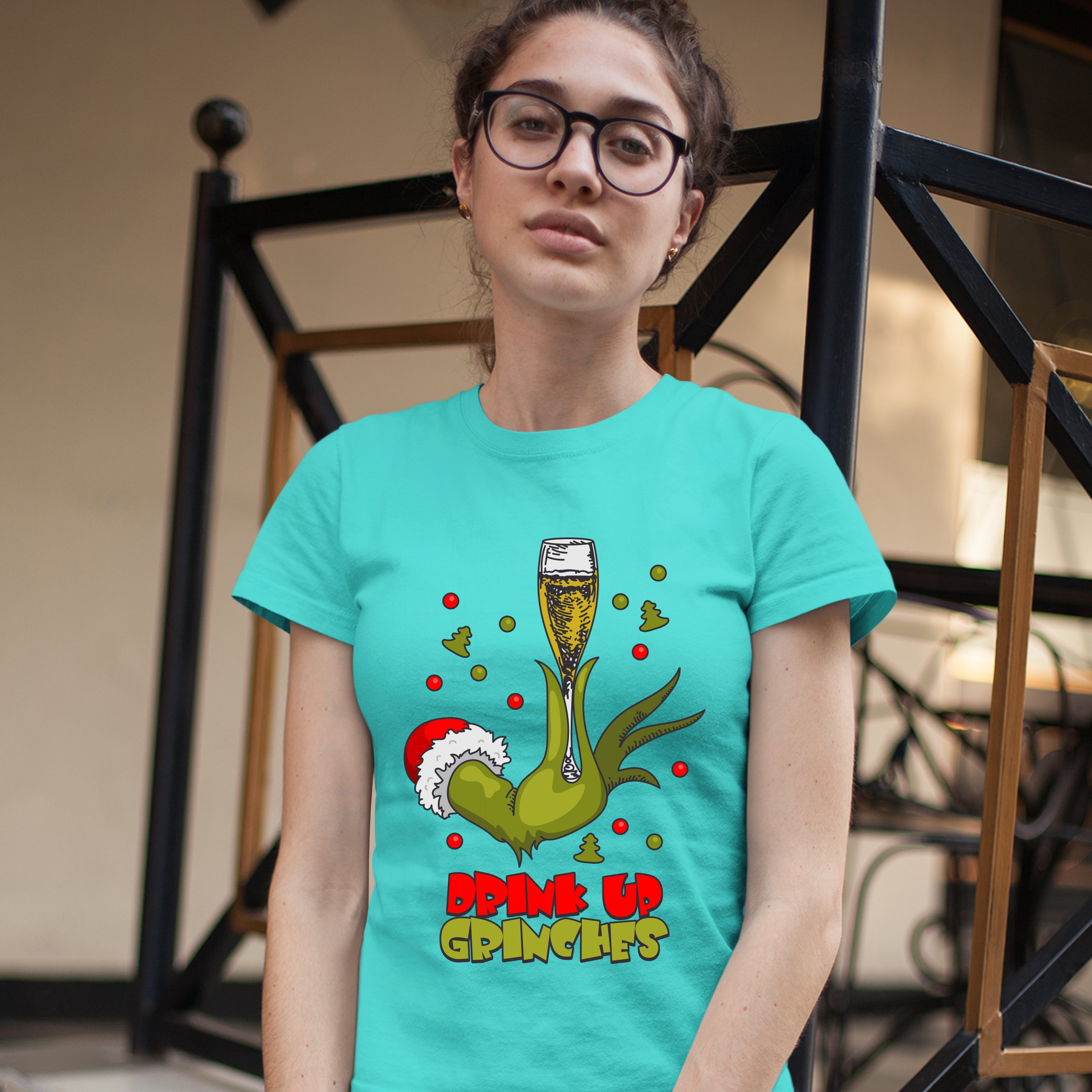 Drink Up Grinches T-Shirt Funny Christmas Drinking Women's Tee