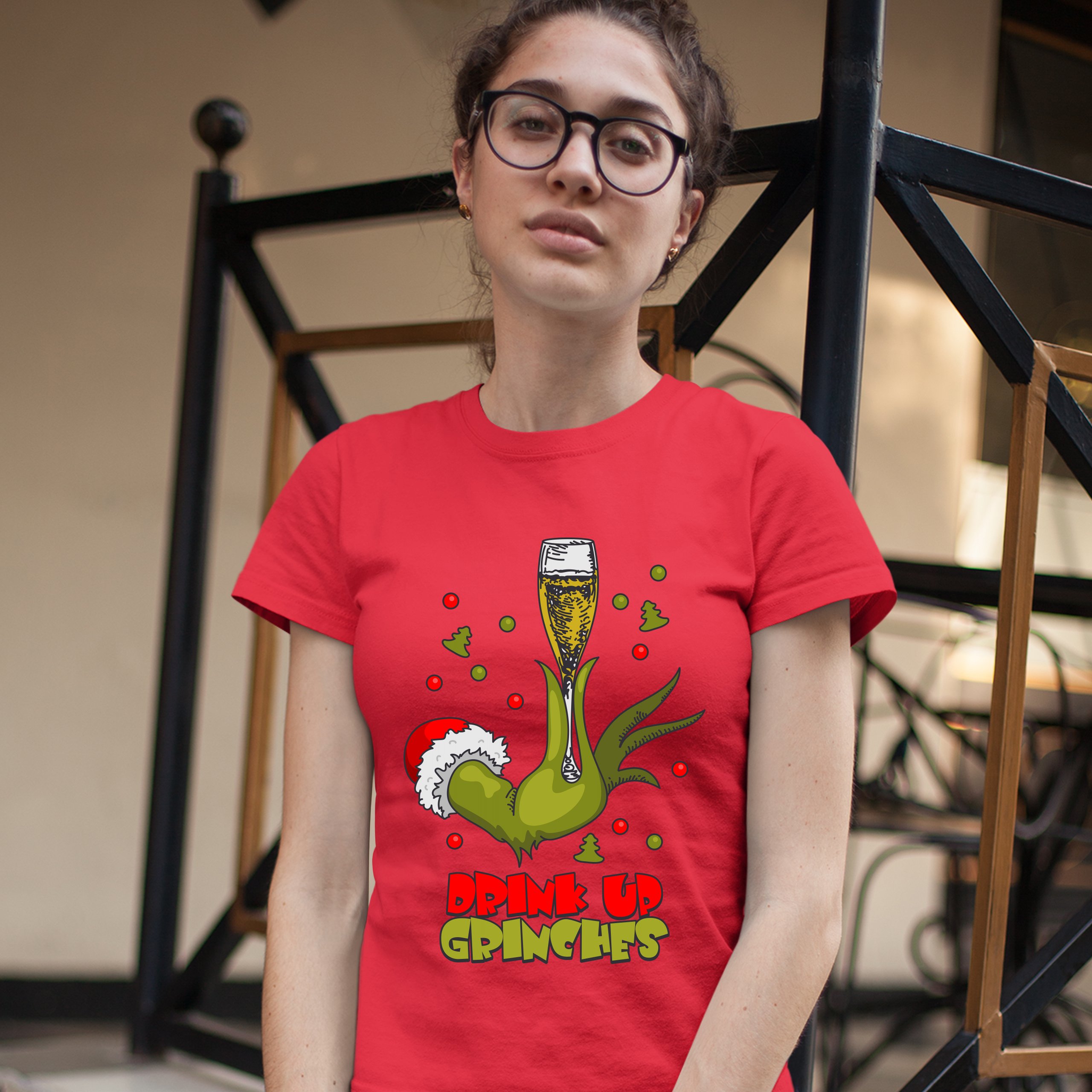 Drink Up Grinches T-Shirt Funny Christmas Drinking Women's Tee