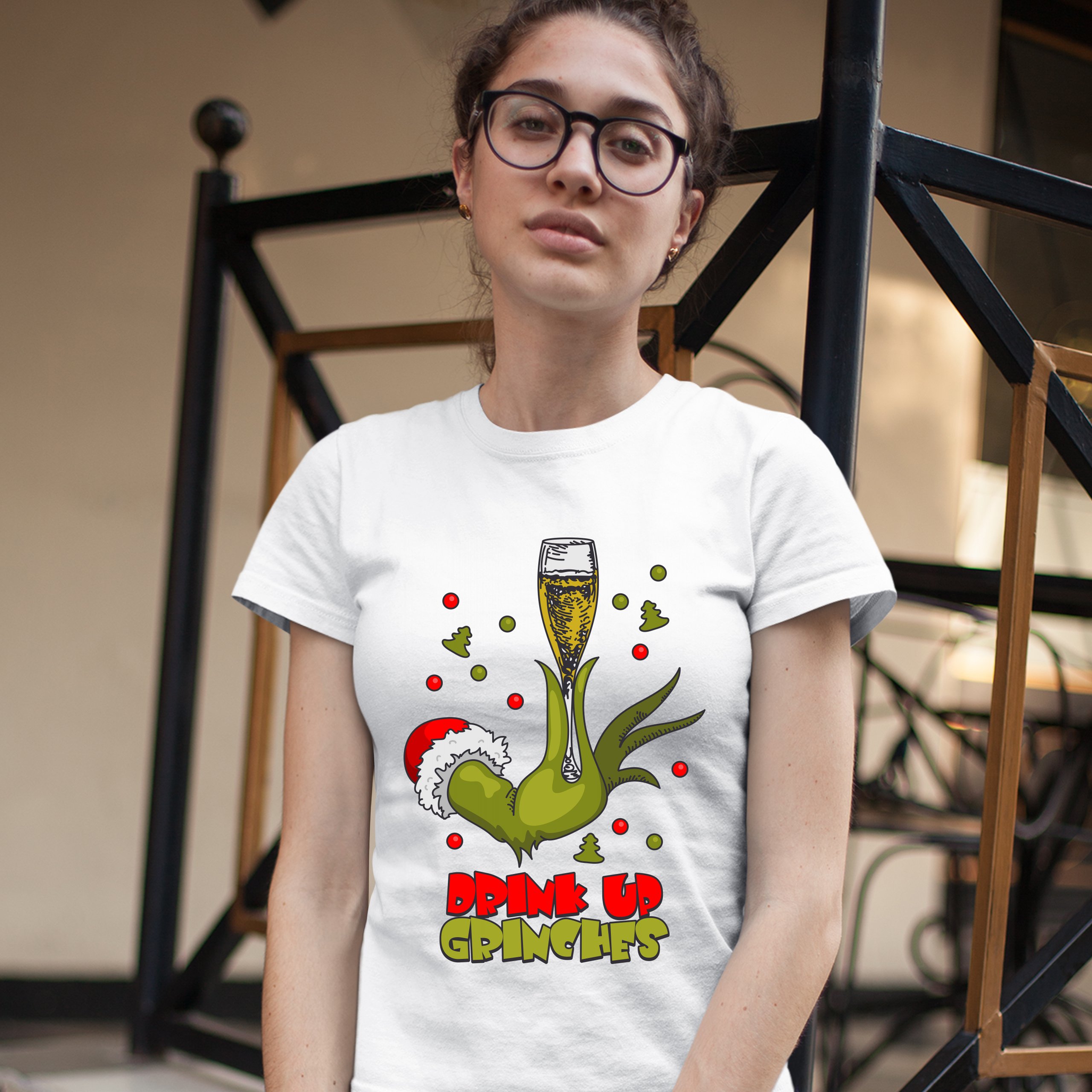 Drink Up Grinches T-Shirt Funny Christmas Drinking Women's Tee