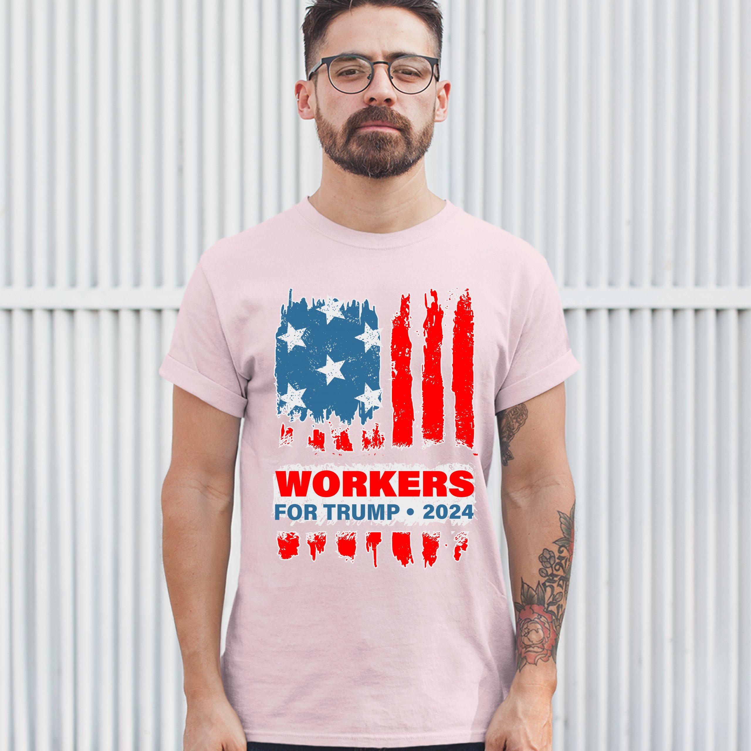 Workers for Trump 2024 Tshirt Conservative Vote Red Donald Trump Men's
