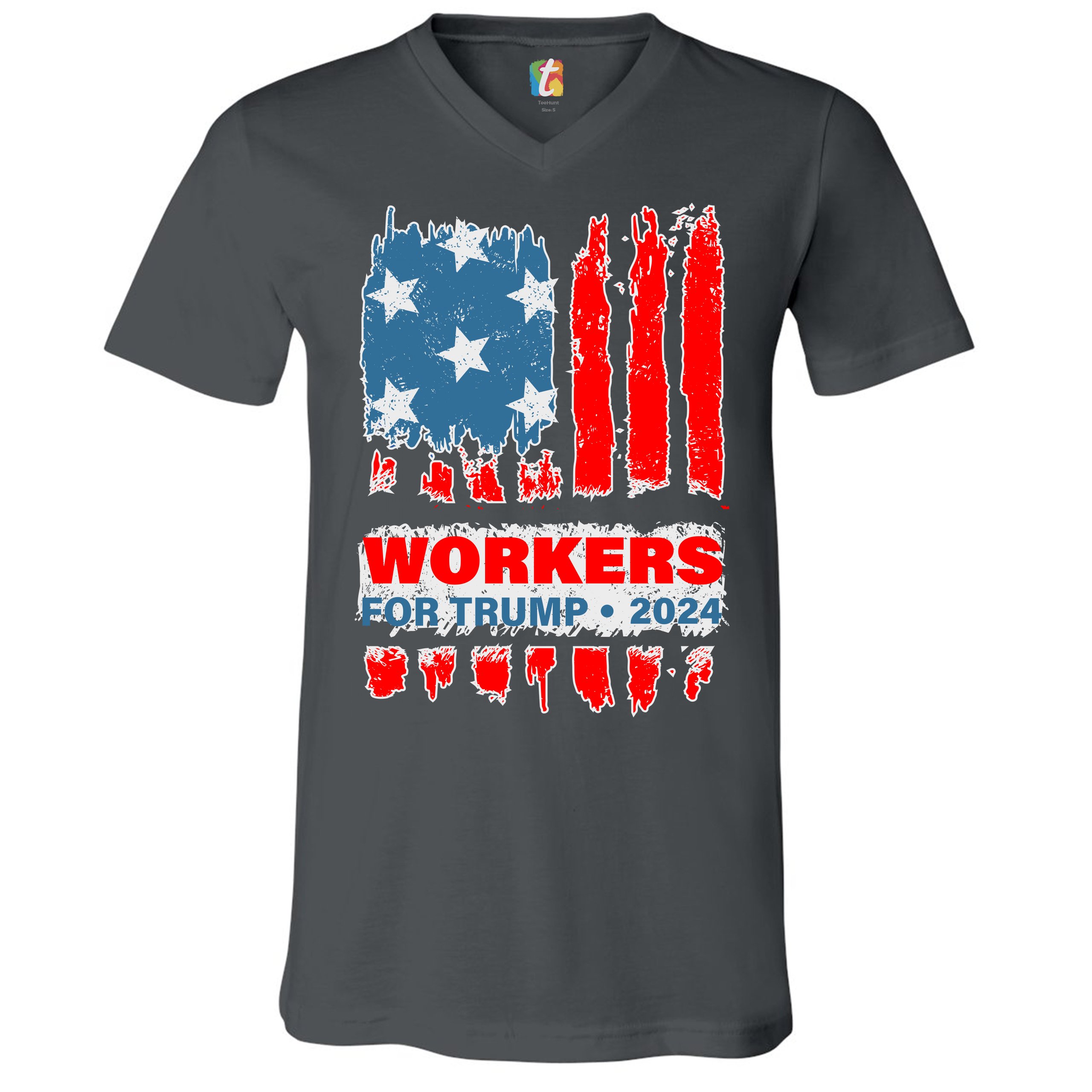 Workers for Trump 2024 VNeck Tshirt Conservative Vote Red Donald