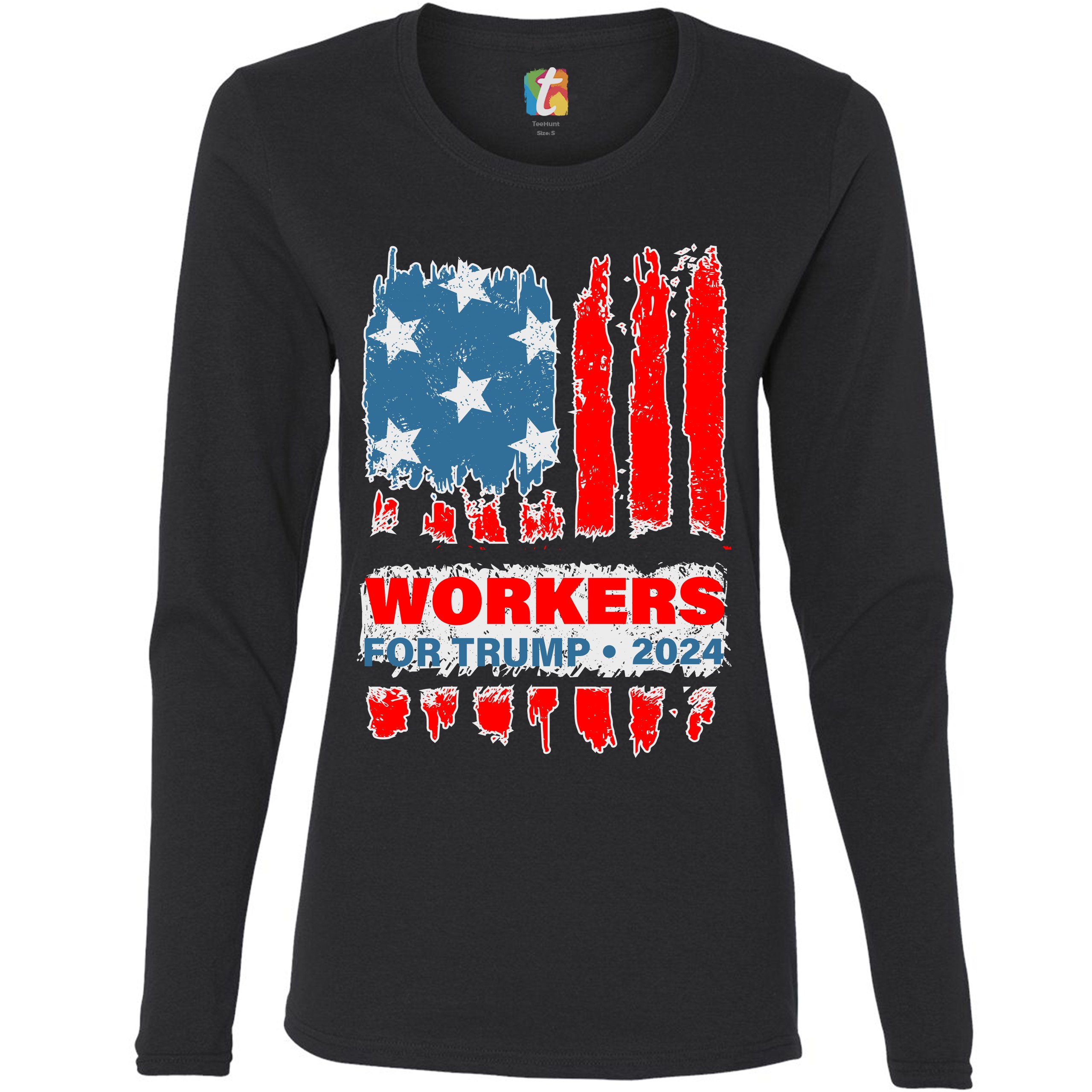 Workers for Trump 2024 Women's Long Sleeve Tshirt Conservative Vote