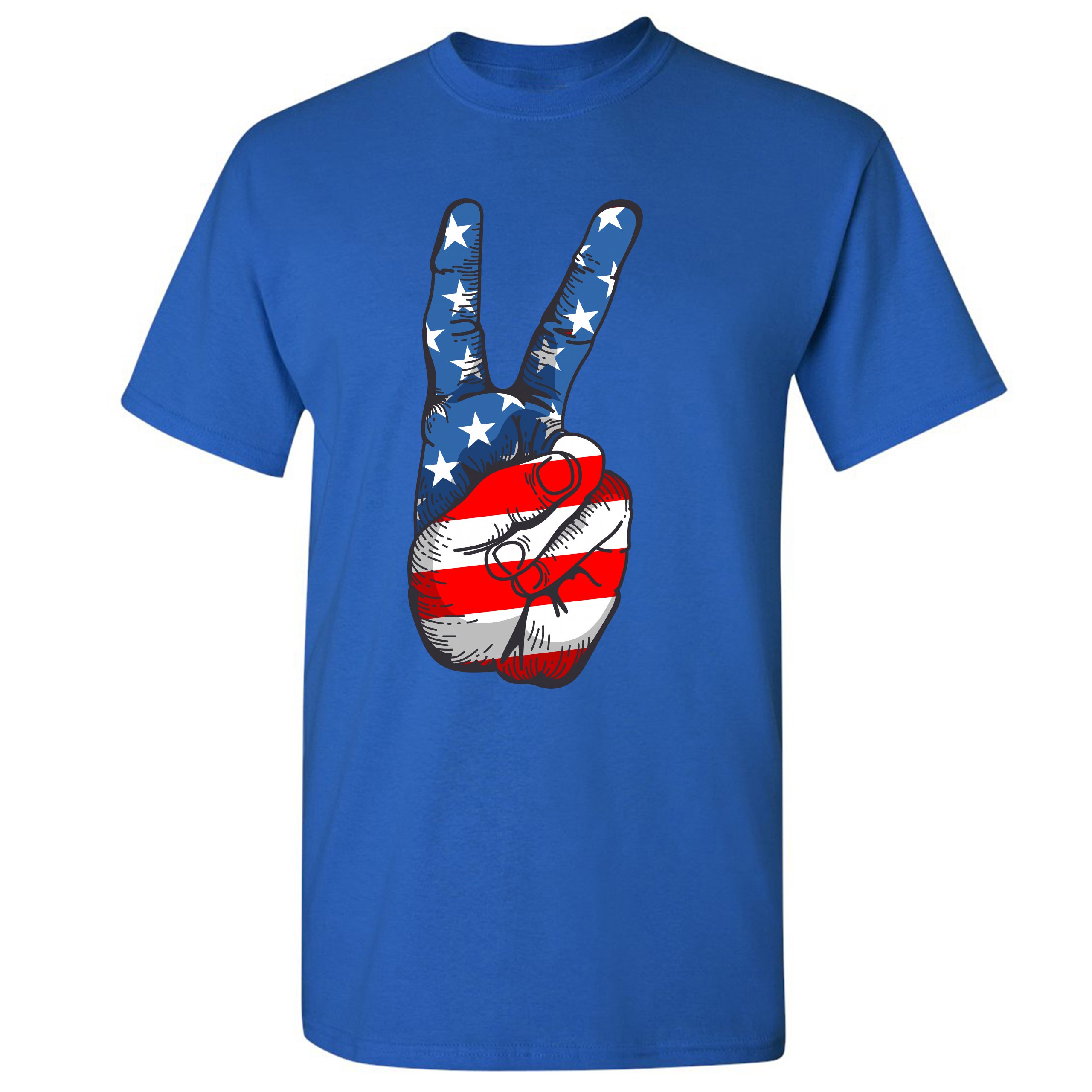 Patriotic Victory Sign T-shirt American Flag USA Independence Day Men's Tee - Picture 55 of 61