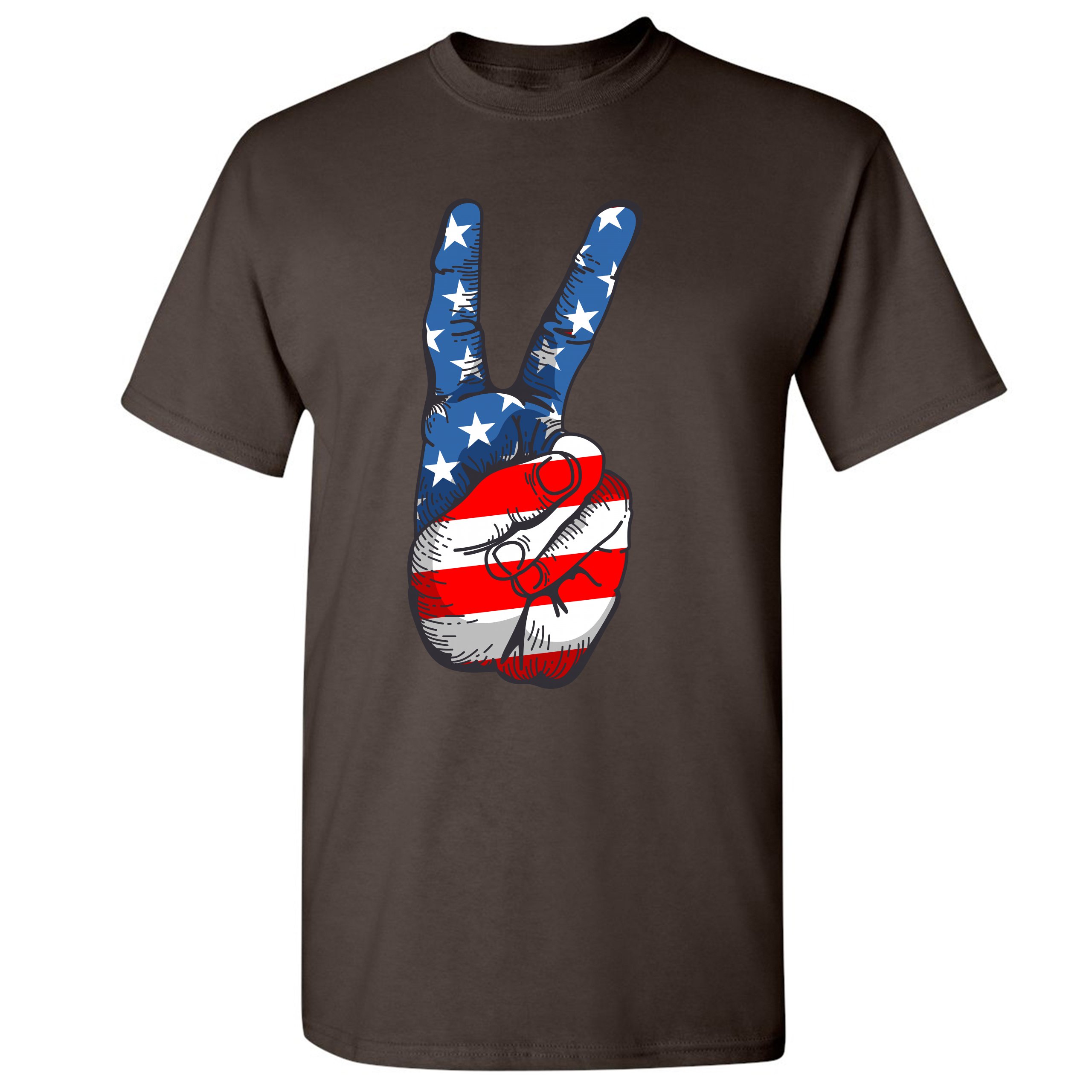 Patriotic Victory Sign T-shirt American Flag USA Independence Day Men's Tee - Picture 39 of 61