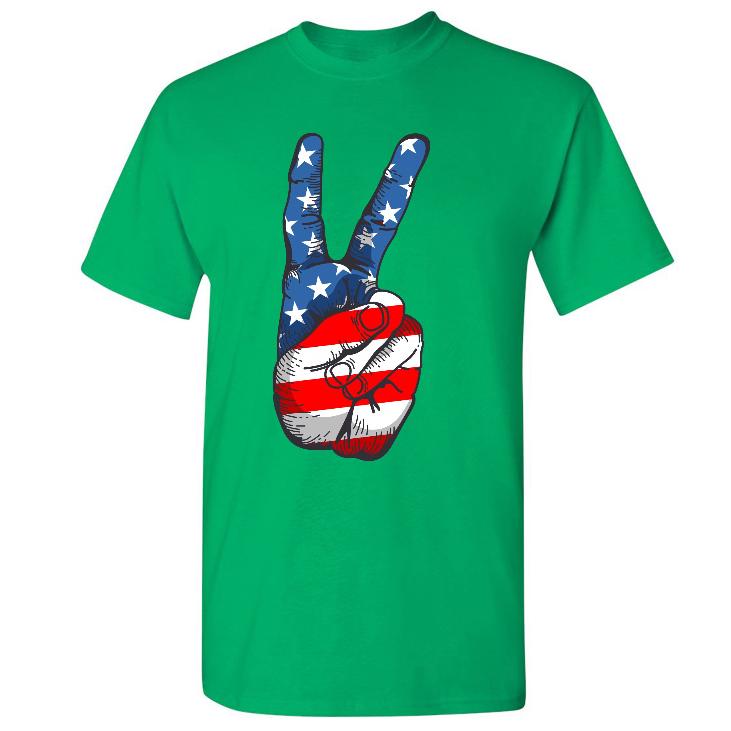 Patriotic Victory Sign T-shirt American Flag USA Independence Day Men's Tee - Picture 31 of 61