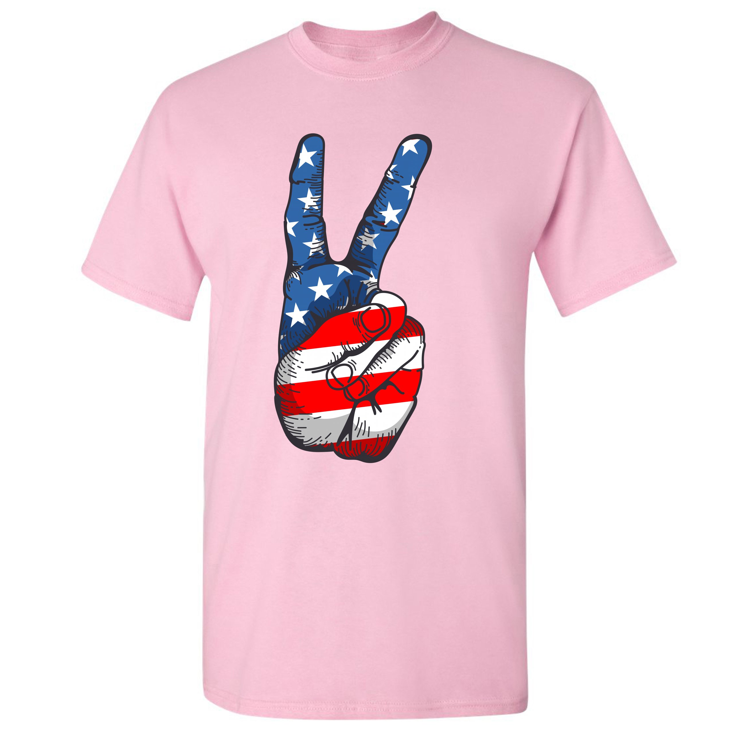 Patriotic Victory Sign T-shirt American Flag USA Independence Day Men's Tee - Picture 47 of 61
