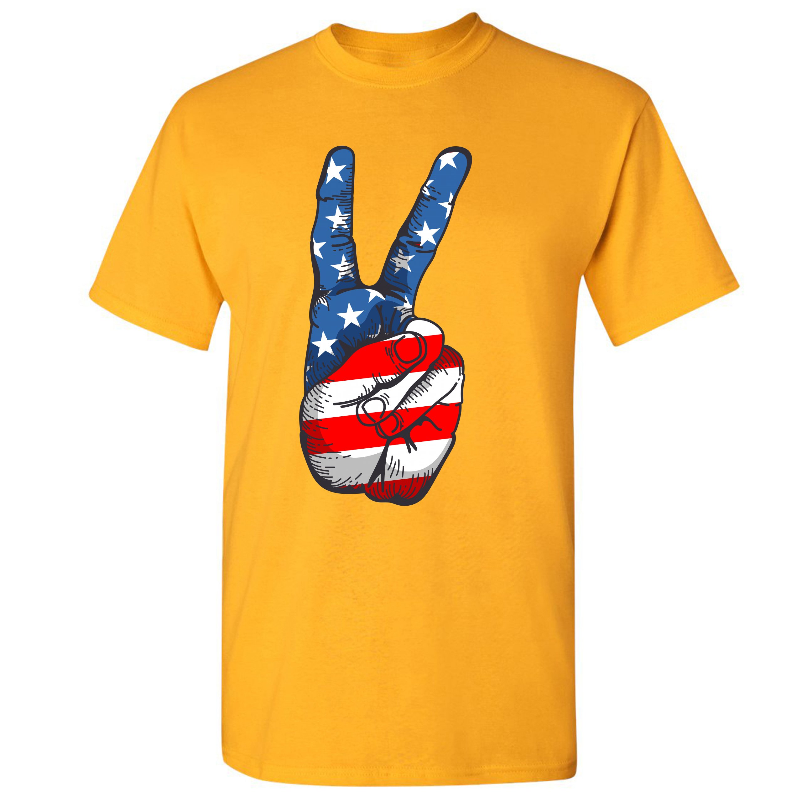 Patriotic Victory Sign T-shirt American Flag USA Independence Day Men's Tee - Picture 59 of 61