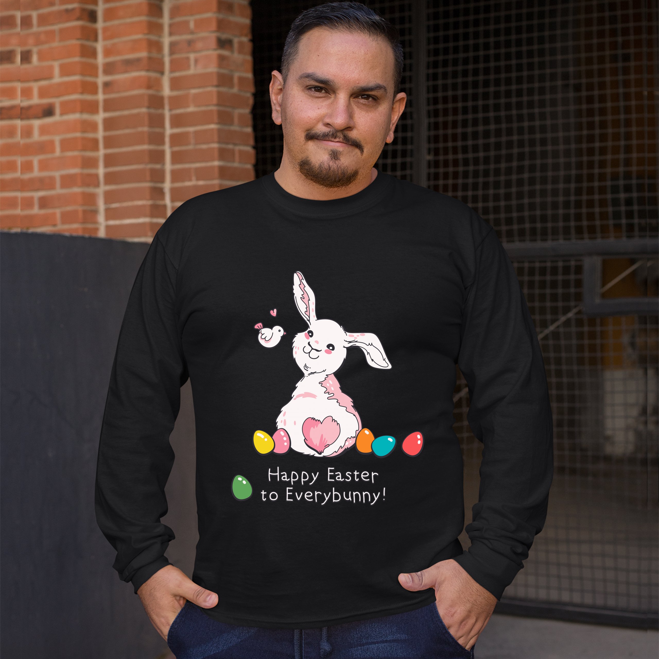 Happy Easter to Everybunny Long Sleeve T-shirt Cute Easter Bunny Rabbit - Picture 18 of 84