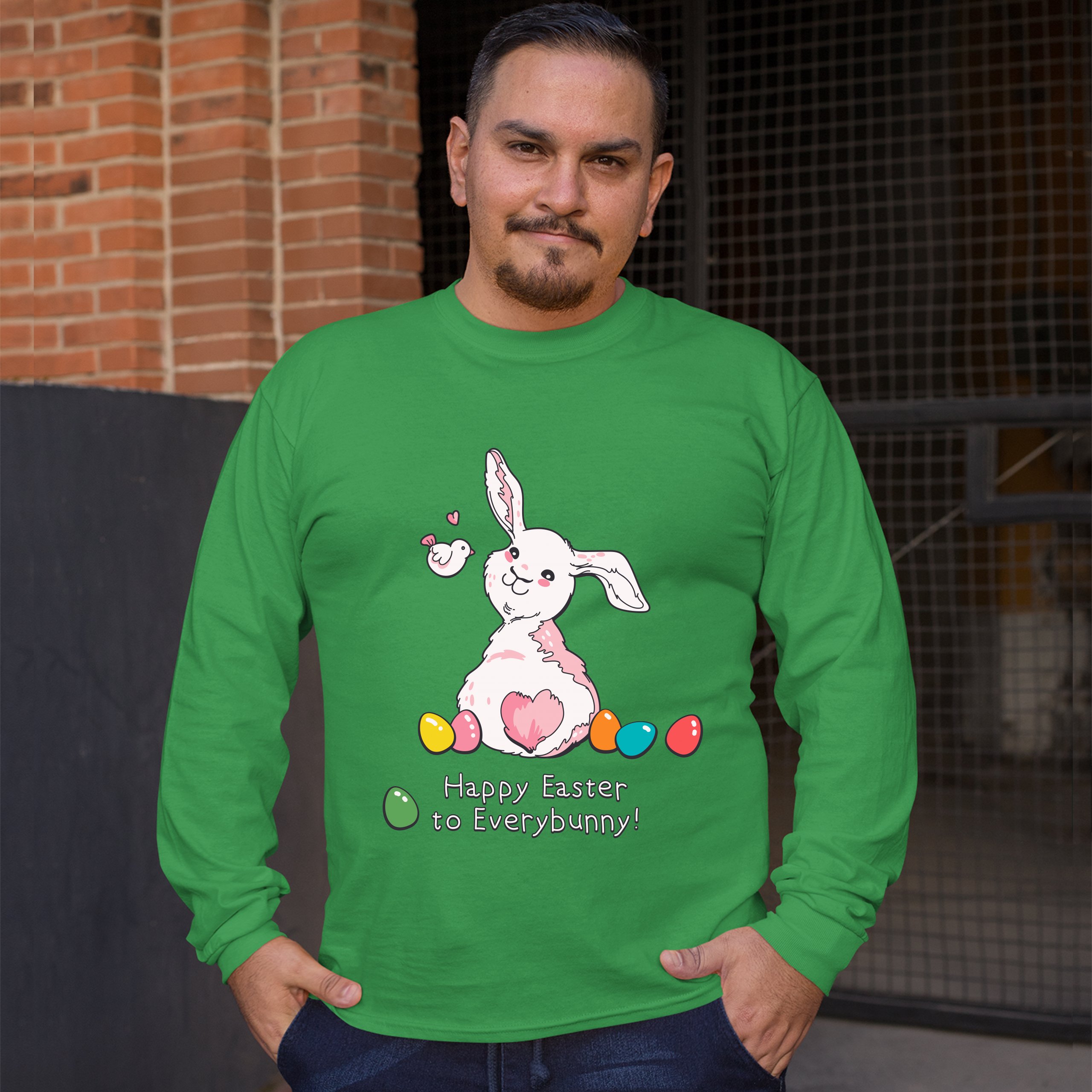 Happy Easter to Everybunny Long Sleeve T-shirt Cute Easter Bunny Rabbit - Picture 53 of 84