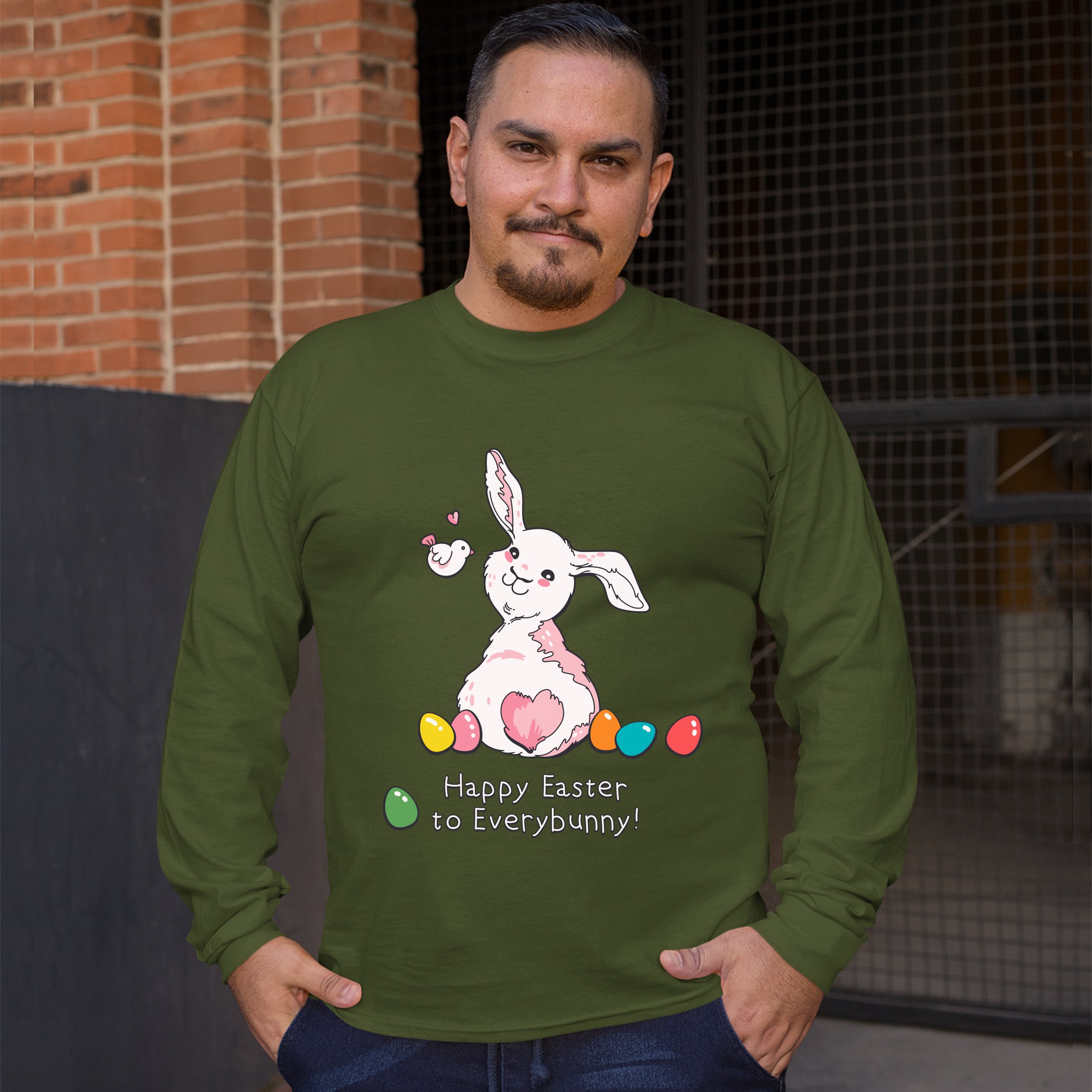 Happy Easter to Everybunny Long Sleeve T-shirt Cute Easter Bunny Rabbit - Picture 60 of 84