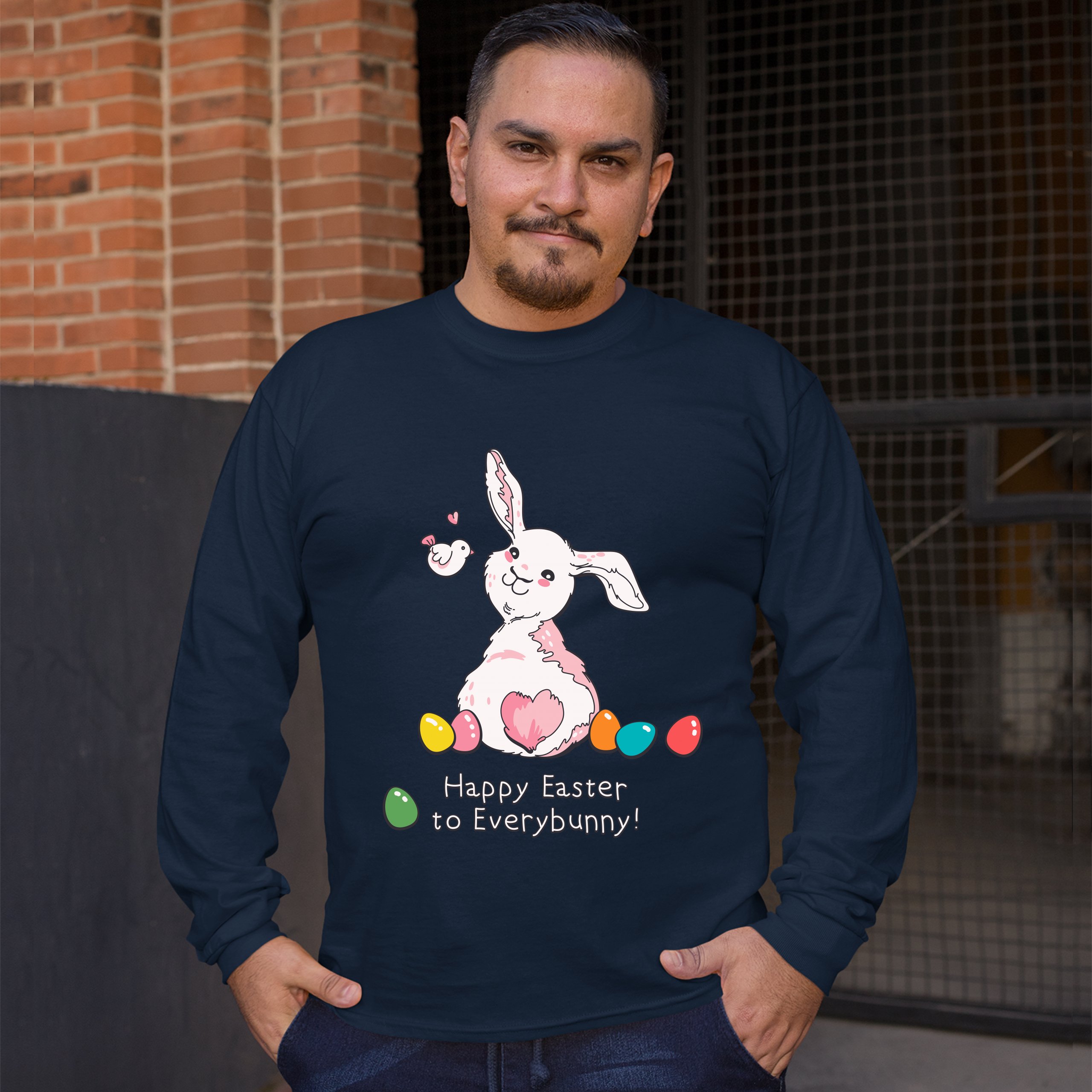 Happy Easter to Everybunny Long Sleeve T-shirt Cute Easter Bunny Rabbit - Picture 46 of 84