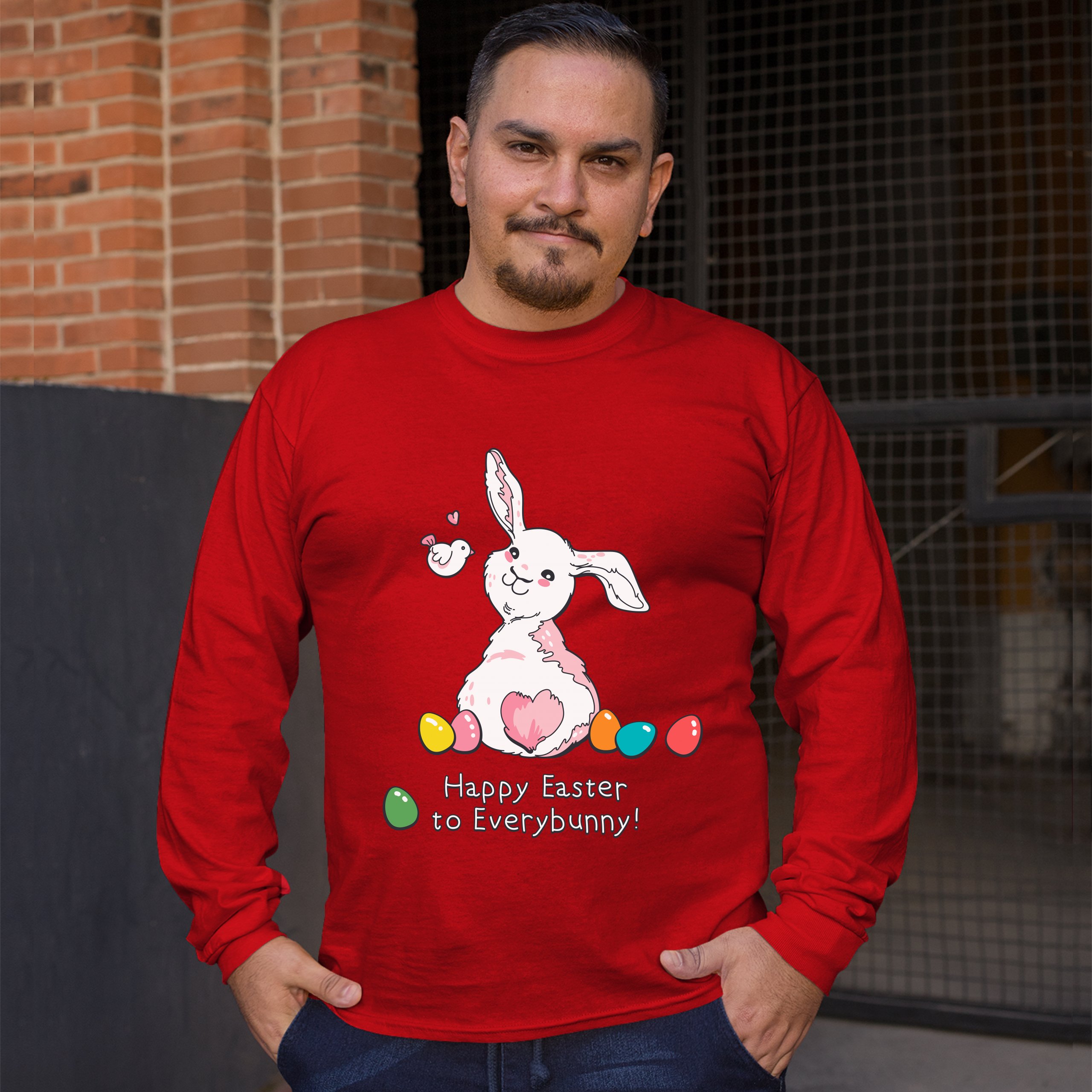 Happy Easter to Everybunny Long Sleeve T-shirt Cute Easter Bunny Rabbit - Picture 39 of 84