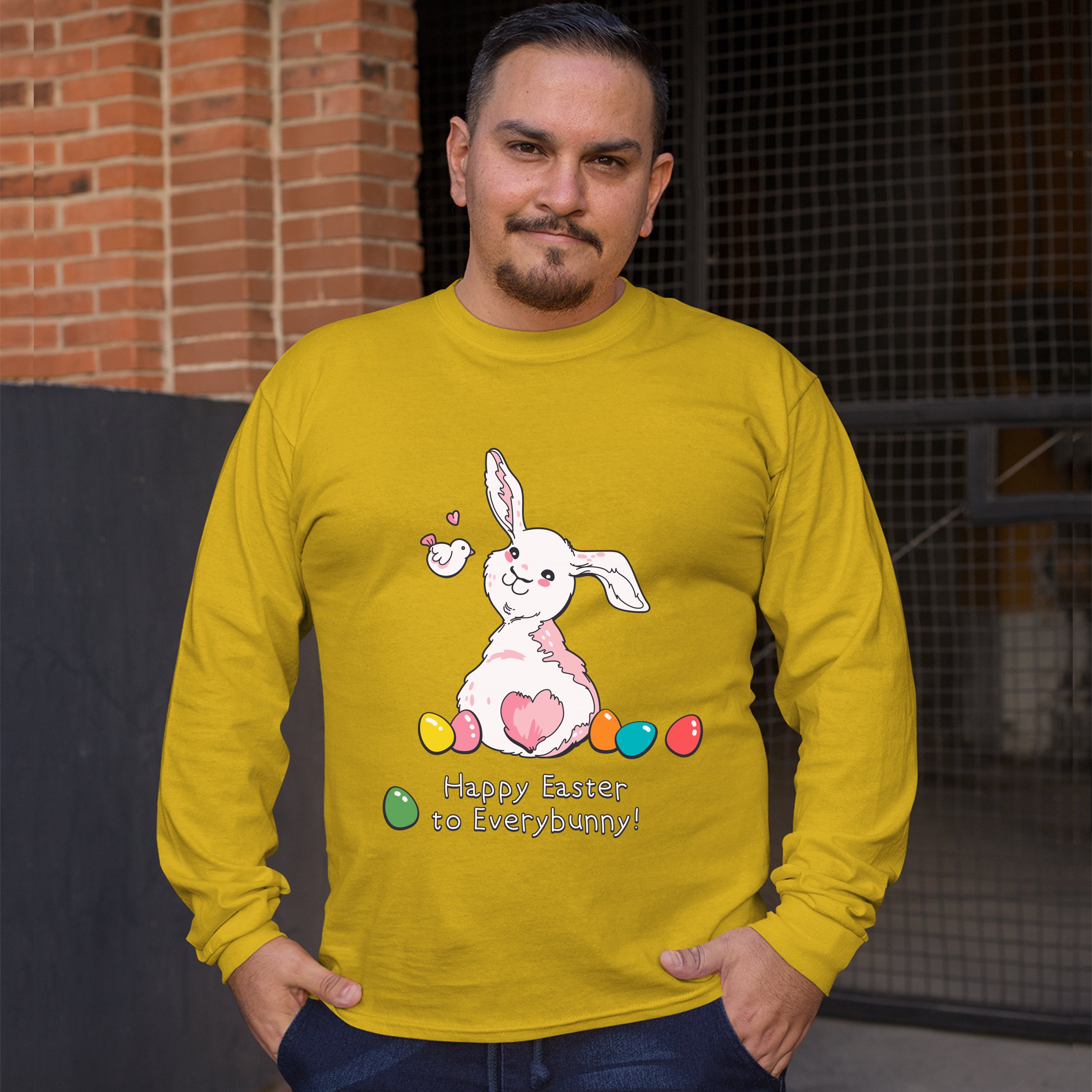 Happy Easter to Everybunny Long Sleeve T-shirt Cute Easter Bunny Rabbit - Picture 74 of 84