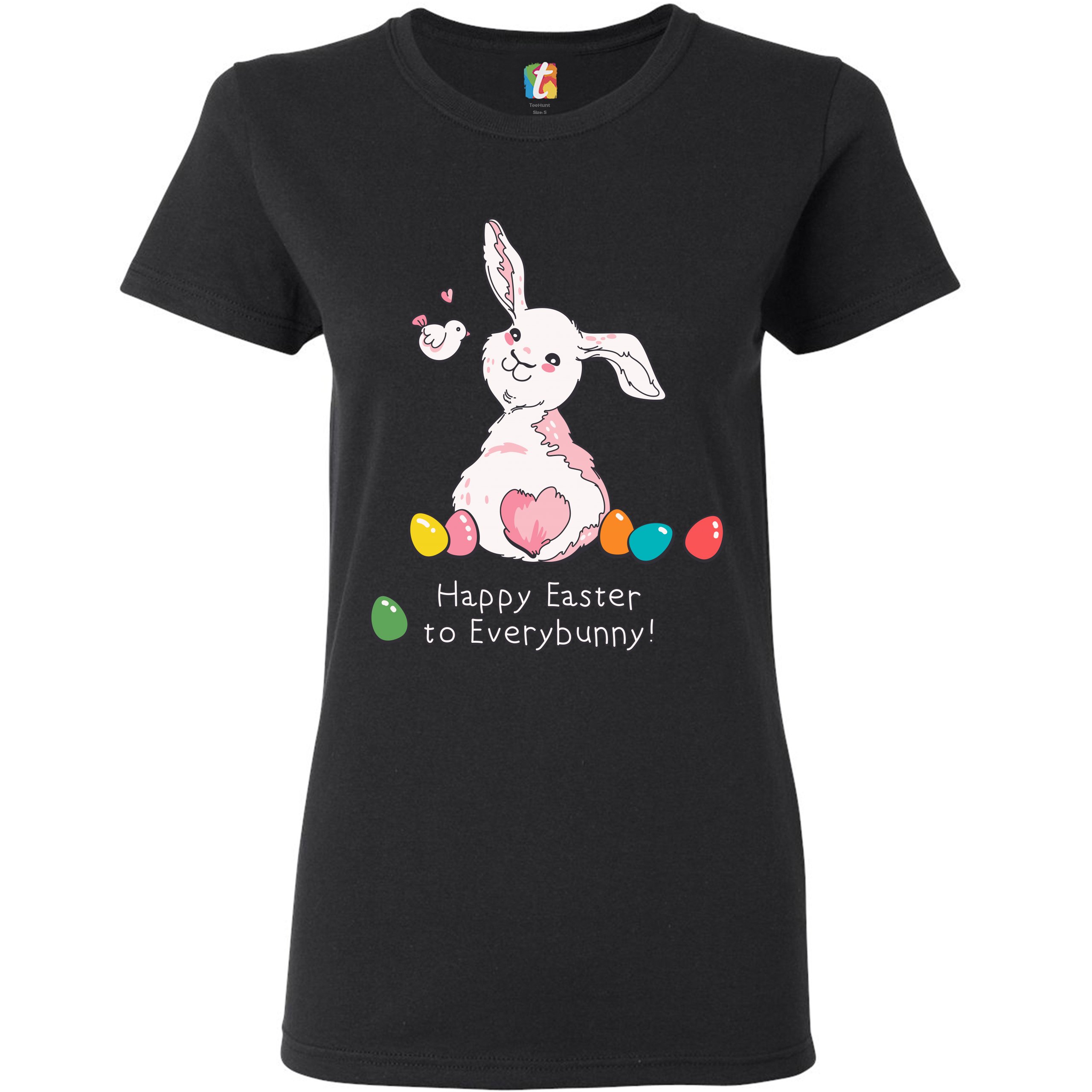Happy Easter to Everybunny T-Shirt Cute Easter Bunny Rabbit Women's Tee - Picture 16 of 49