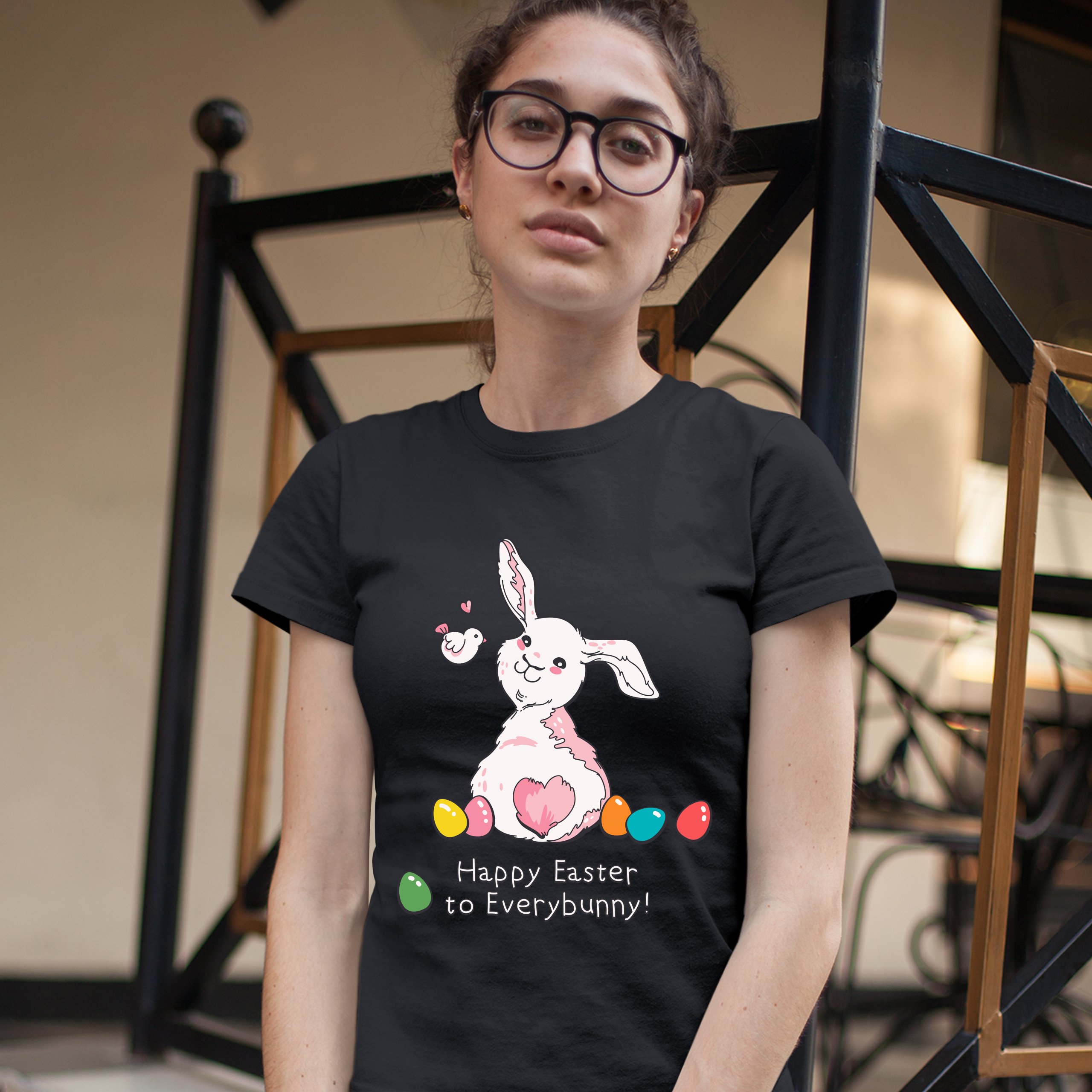 Happy Easter to Everybunny T-Shirt Cute Easter Bunny Rabbit Women's Tee - Picture 18 of 49