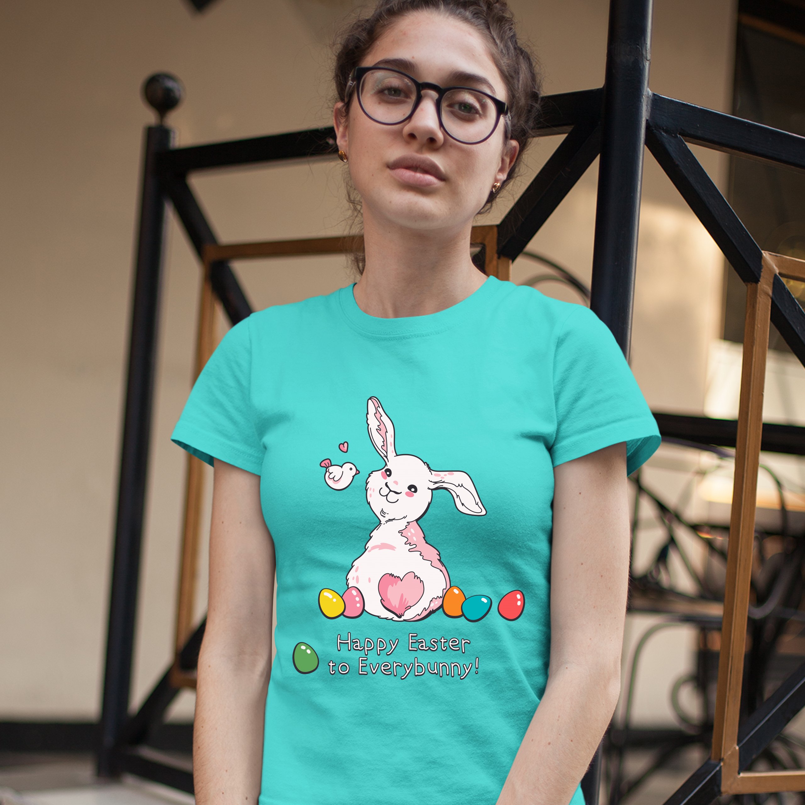 Happy Easter to Everybunny T-Shirt Cute Easter Bunny Rabbit Women's Tee - Picture 39 of 49