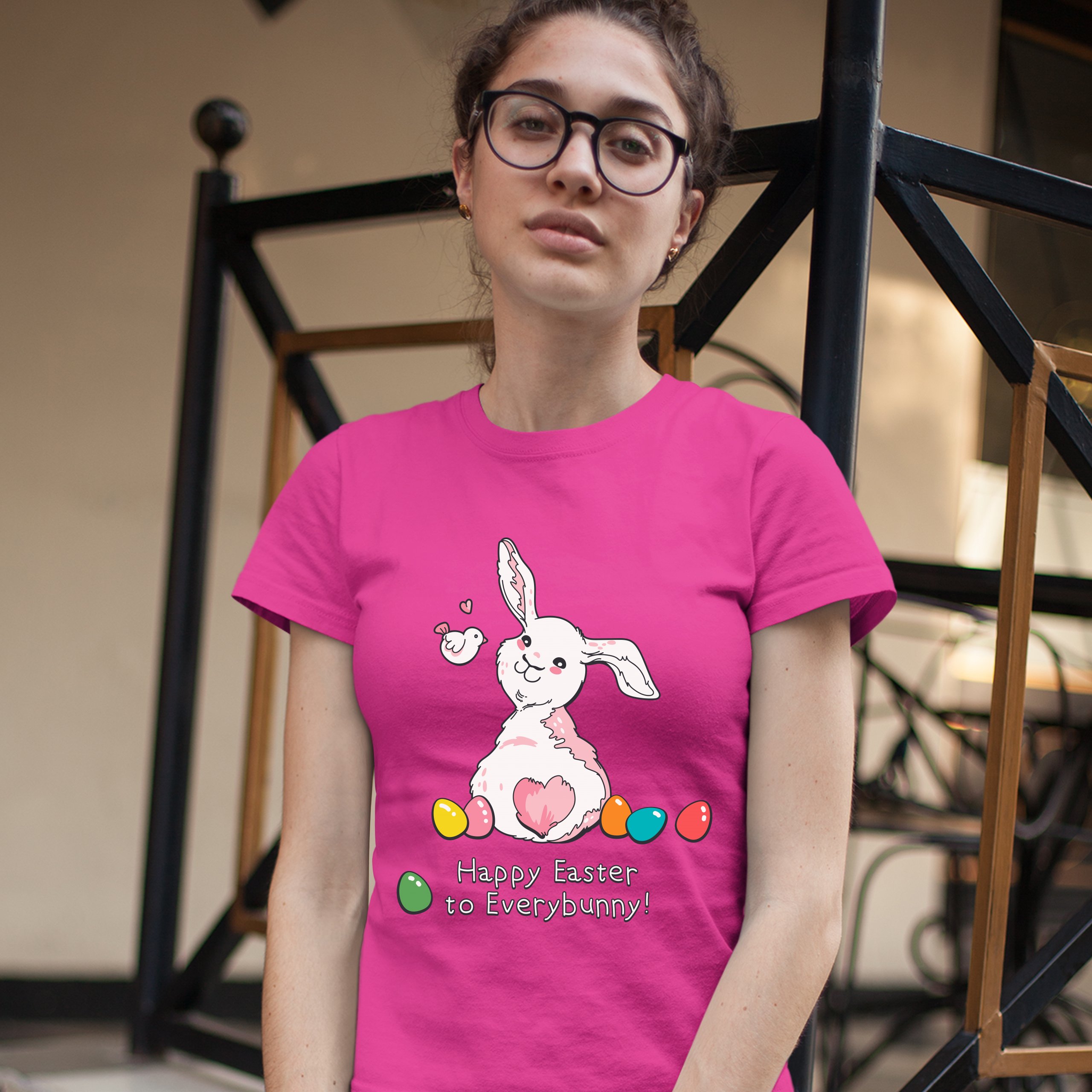 Happy Easter to Everybunny T-Shirt Cute Easter Bunny Rabbit Women's Tee - Picture 46 of 49