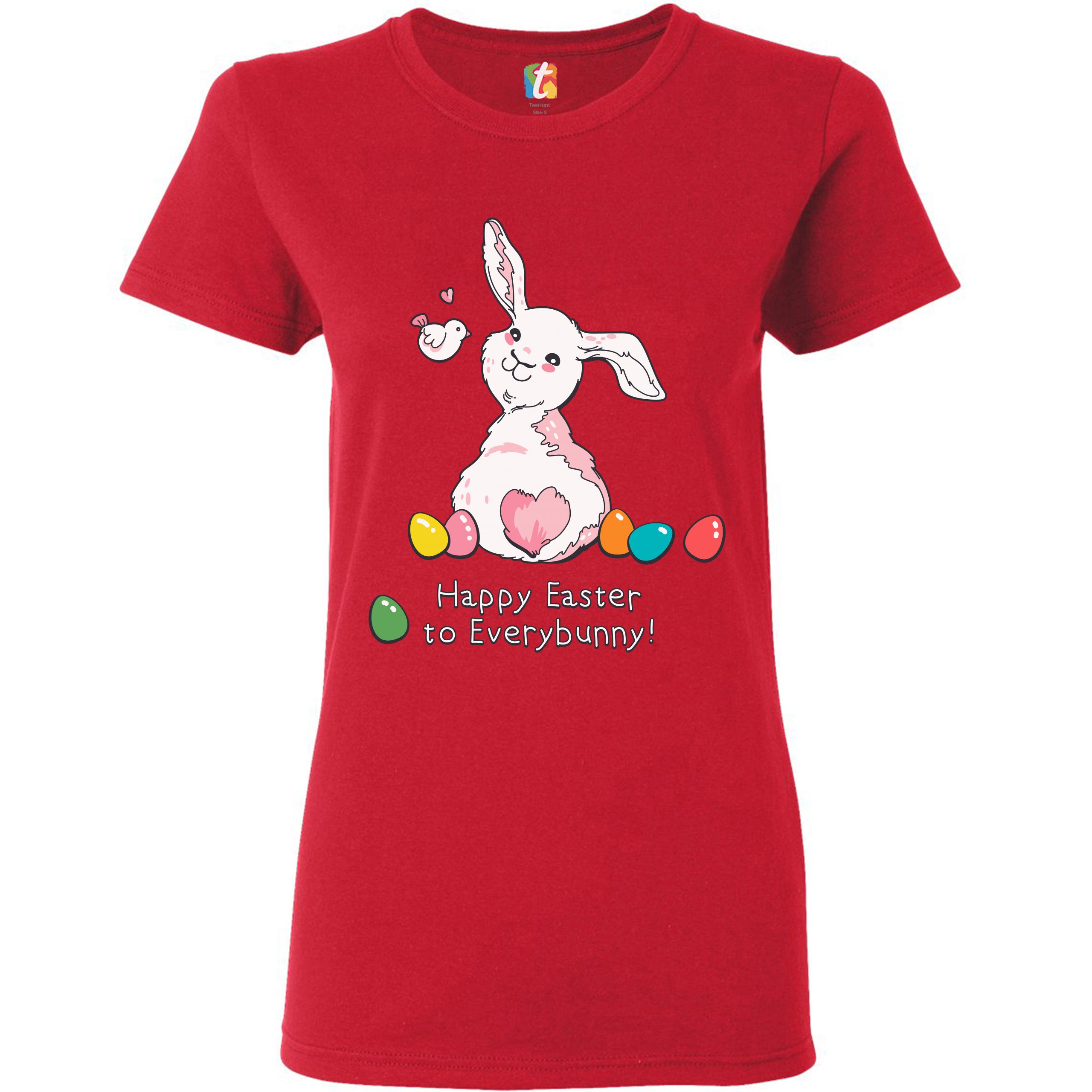 Happy Easter to Everybunny T-Shirt Cute Easter Bunny Rabbit Women's Tee - Picture 30 of 49