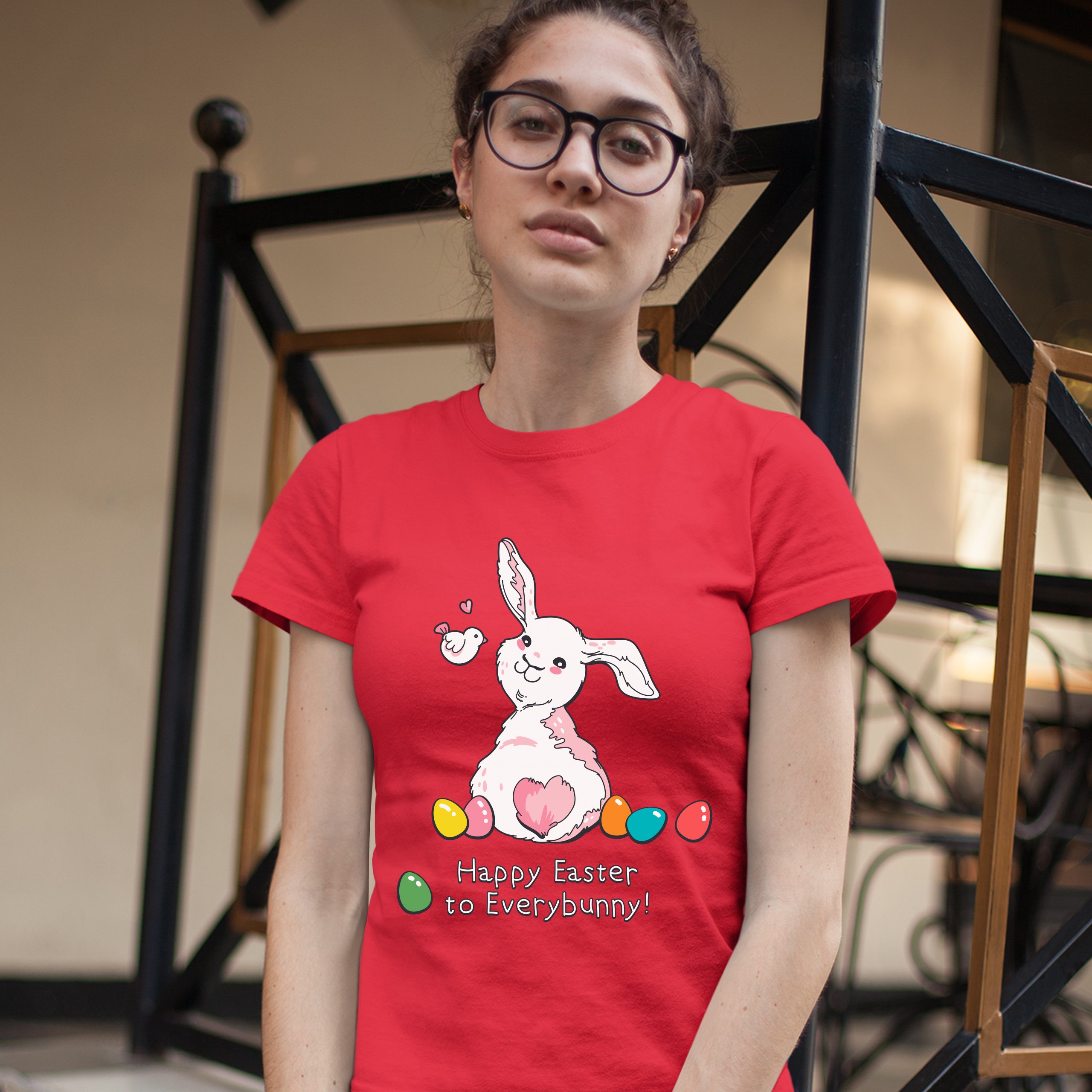 Happy Easter to Everybunny T-Shirt Cute Easter Bunny Rabbit Women's Tee - Picture 32 of 49