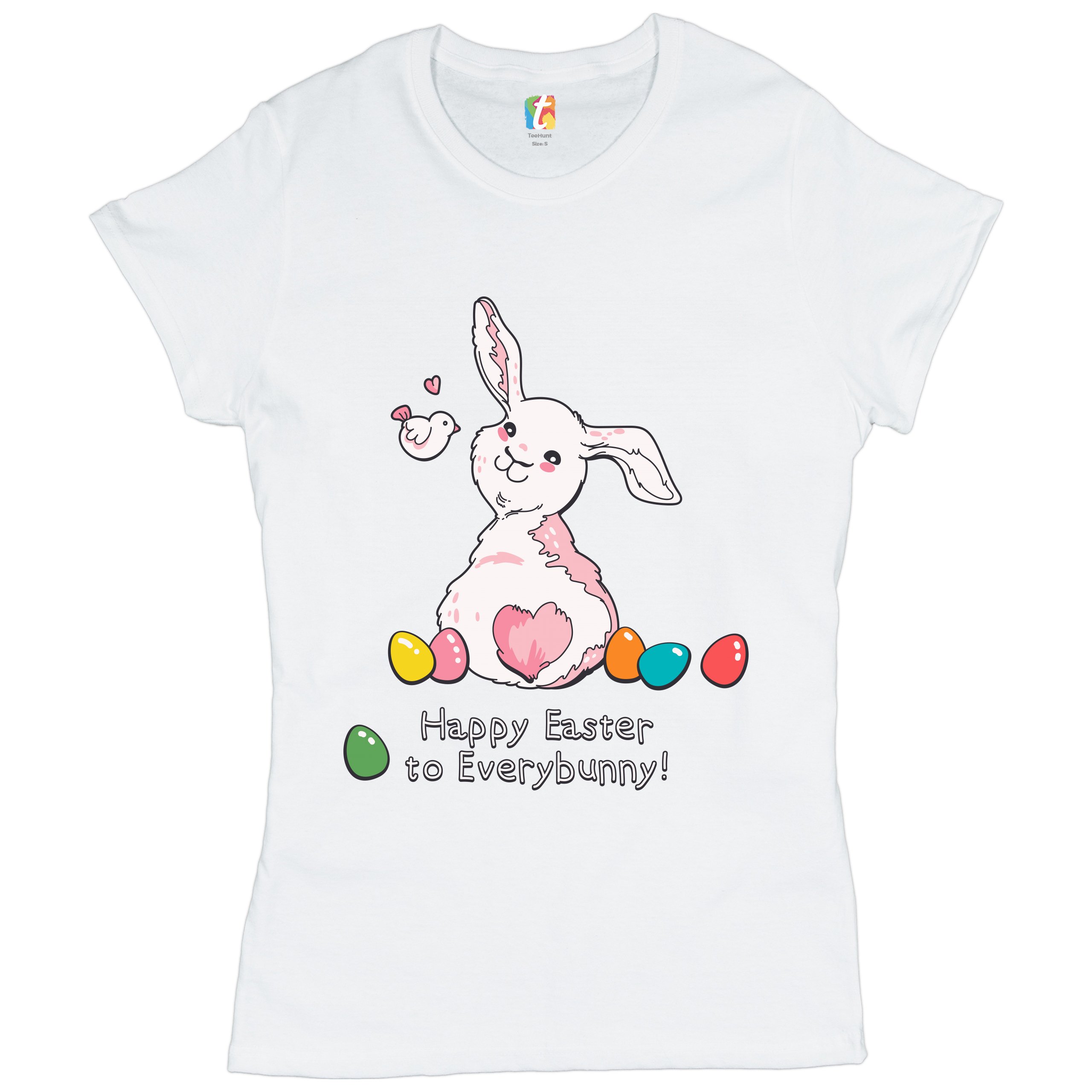 Happy Easter to Everybunny T-Shirt Cute Easter Bunny Rabbit Women's Tee - Picture 8 of 49