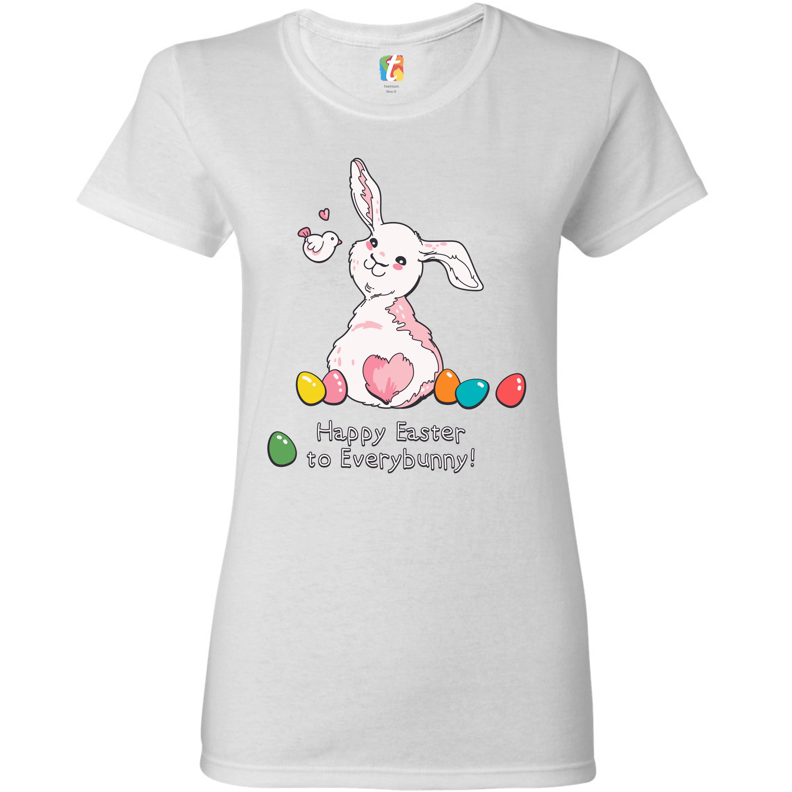 Happy Easter to Everybunny T-Shirt Cute Easter Bunny Rabbit Women's Tee - Picture 9 of 49