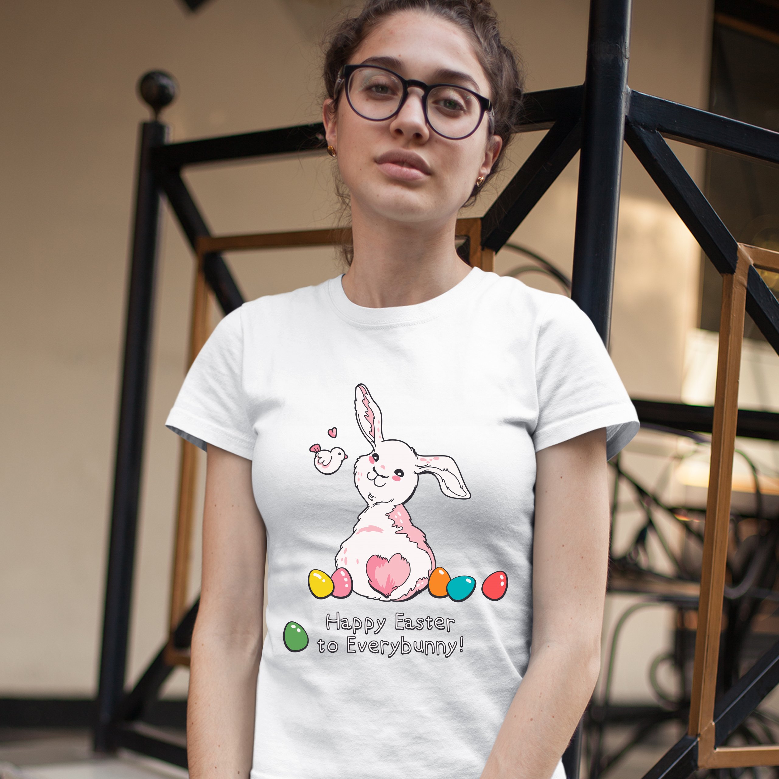 Happy Easter to Everybunny T-Shirt Cute Easter Bunny Rabbit Women's Tee - Picture 11 of 49