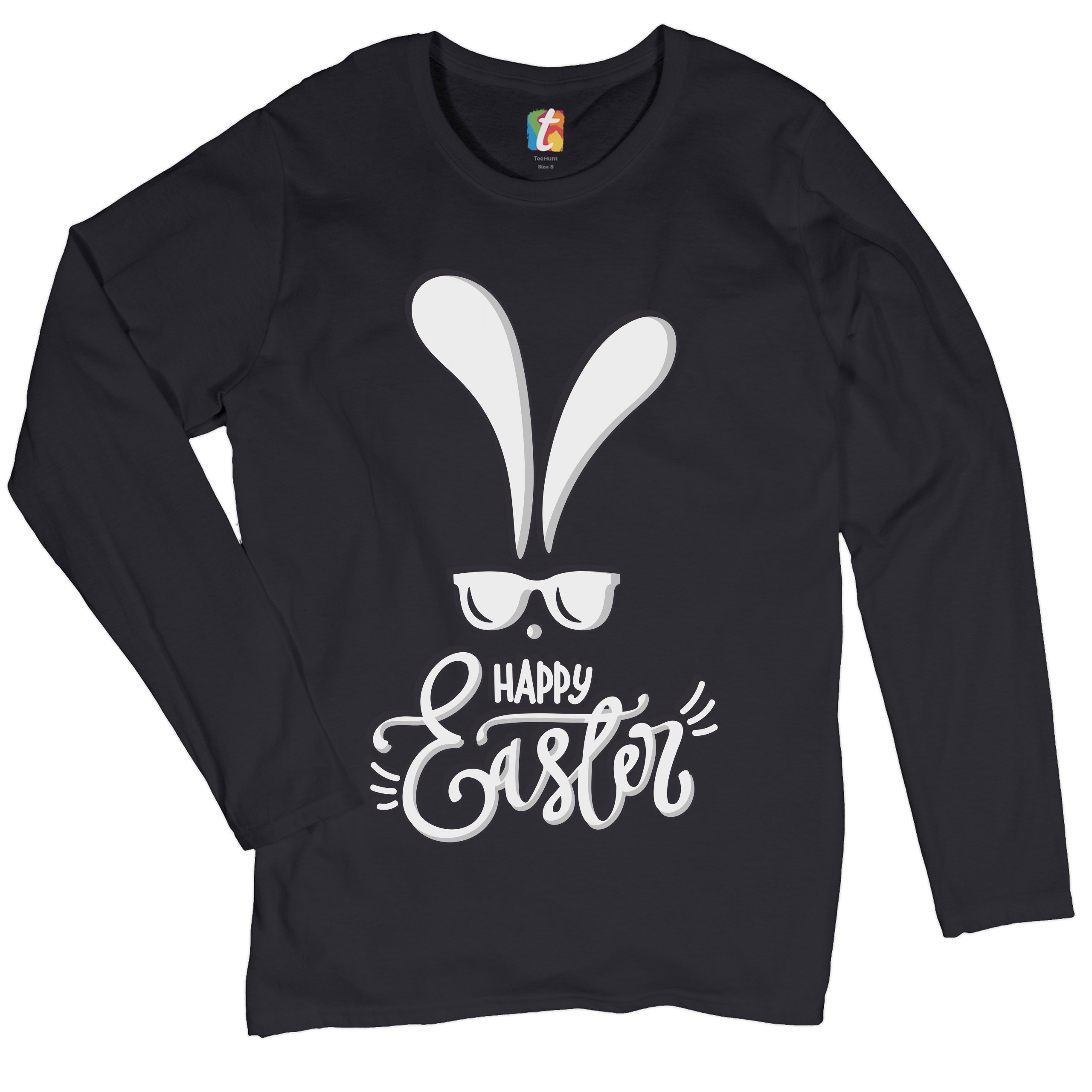 Happy Easter Bunny Ears Women's Long Sleeve T-shirt Religious Jesus Christ - Picture 8 of 56