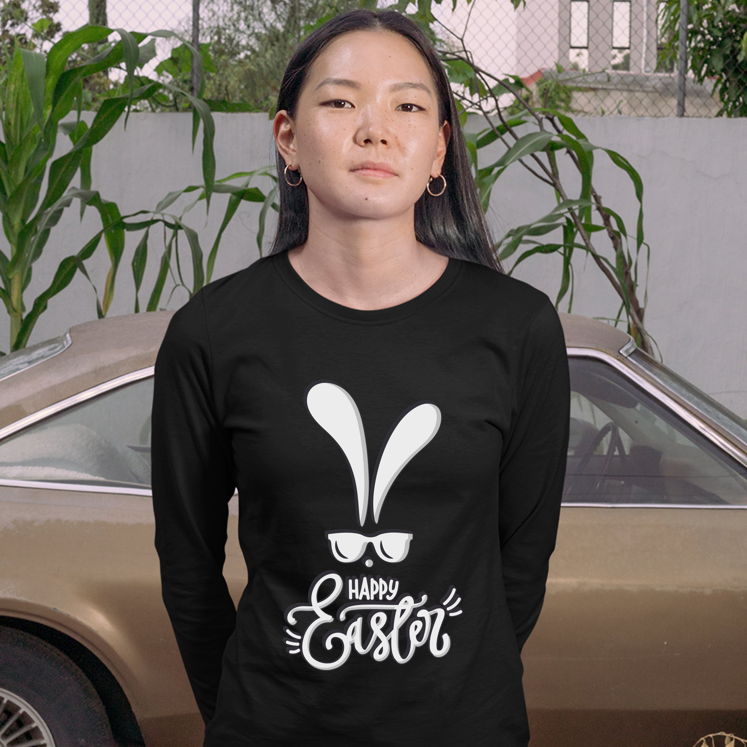 Happy Easter Bunny Ears Women's Long Sleeve T-shirt Religious Jesus Christ - Picture 11 of 56
