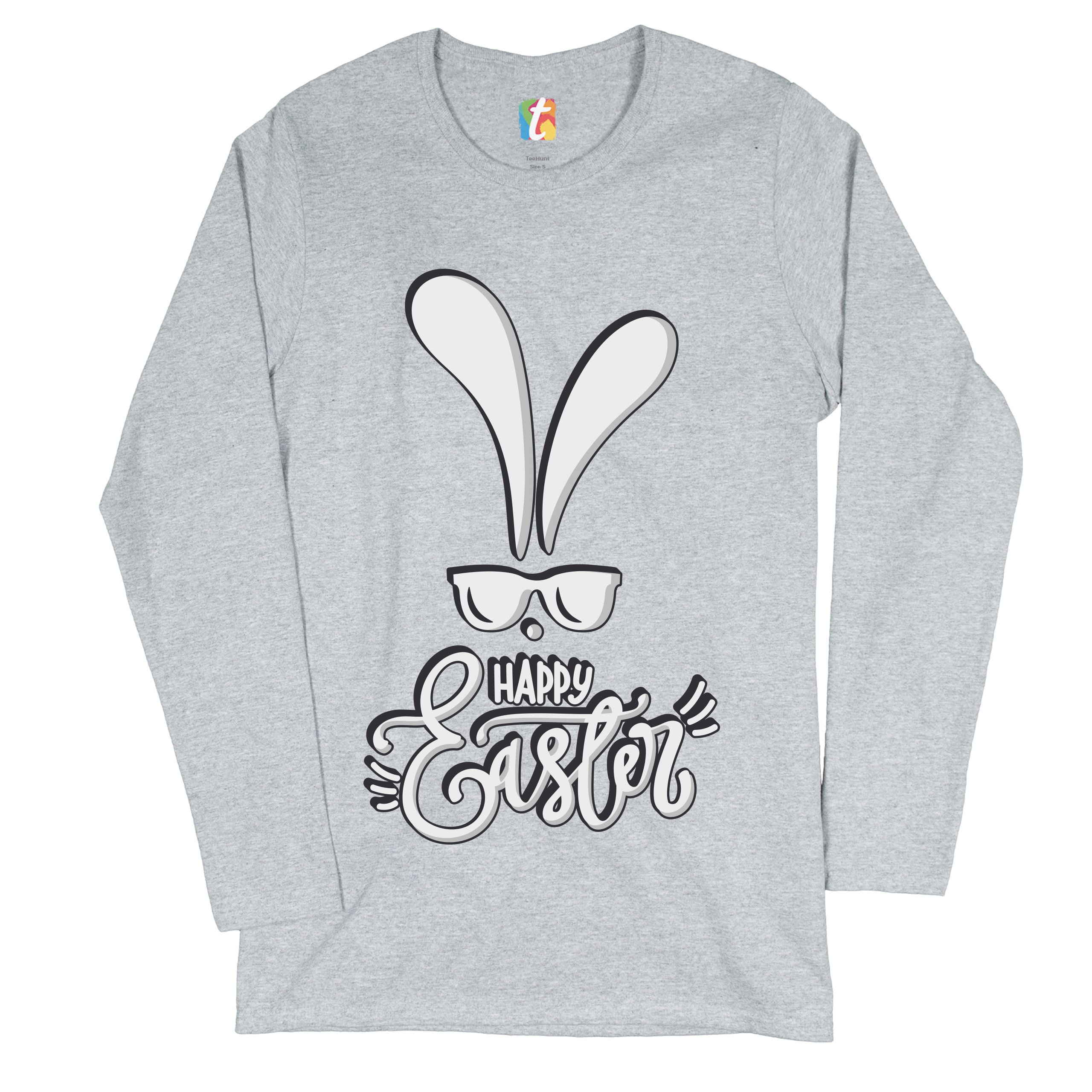 Happy Easter Bunny Ears Women's Long Sleeve T-shirt Religious Jesus Christ - Picture 15 of 56