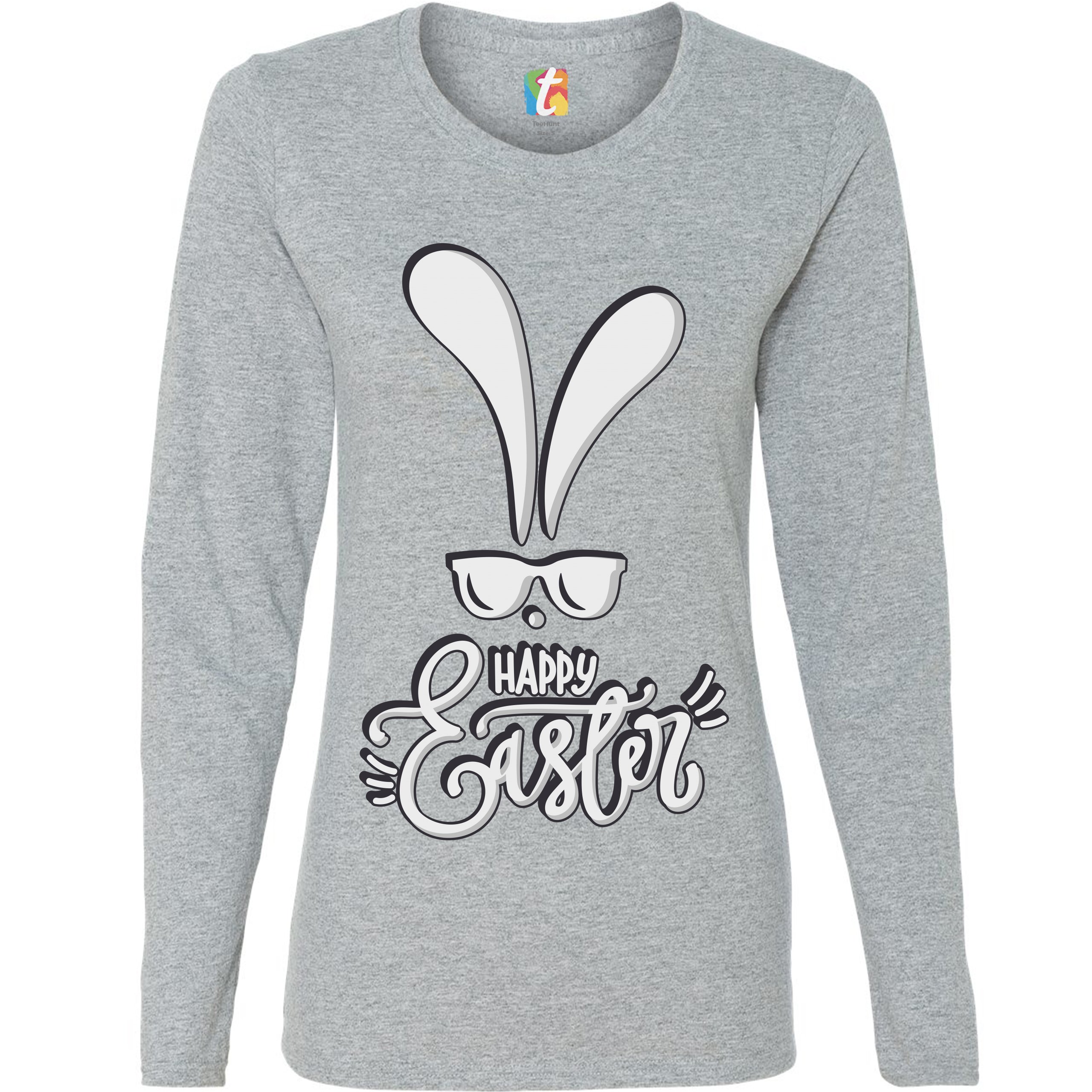Happy Easter Bunny Ears Women's Long Sleeve T-shirt Religious Jesus Christ - Picture 16 of 56