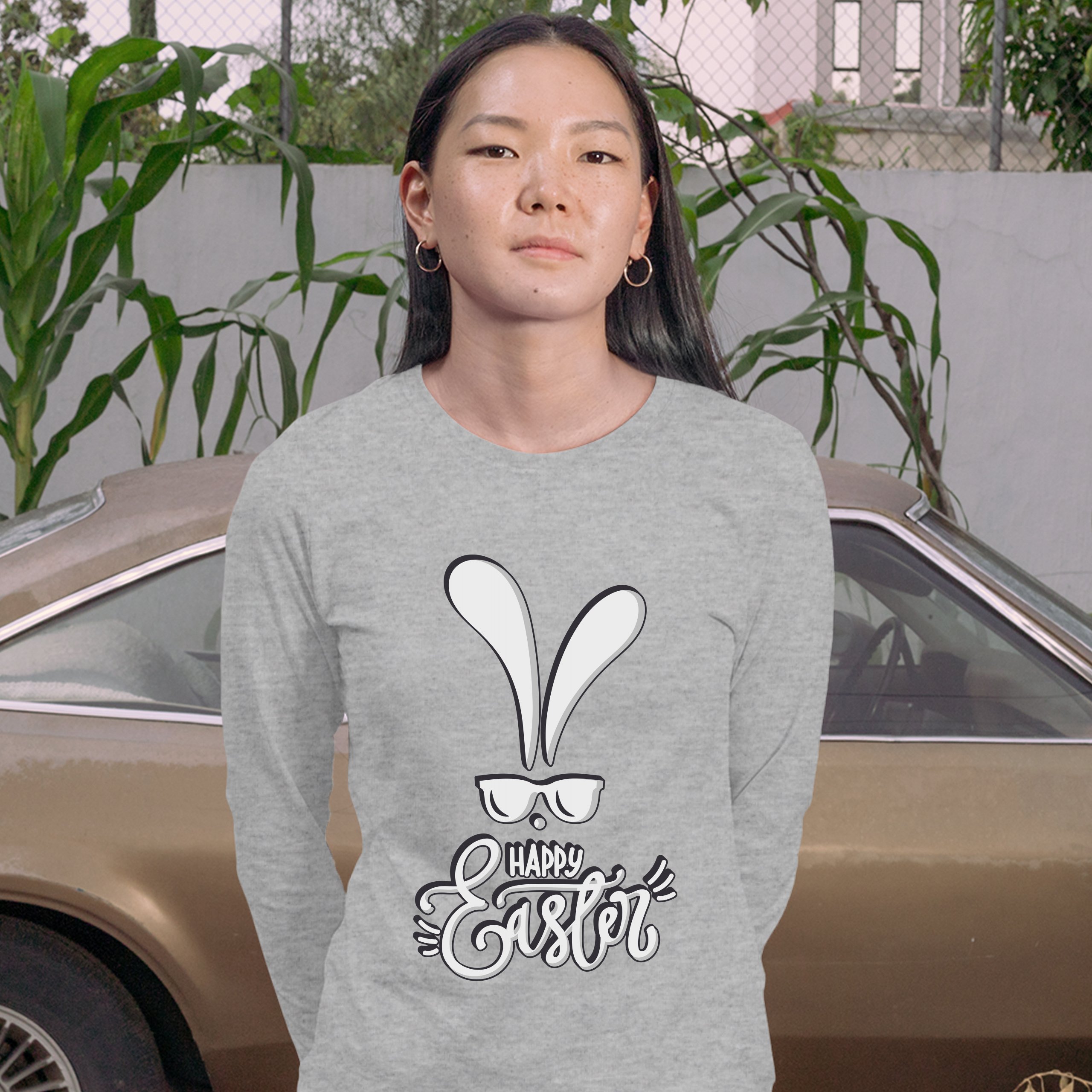 Happy Easter Bunny Ears Women's Long Sleeve T-shirt Religious Jesus Christ - Picture 18 of 56