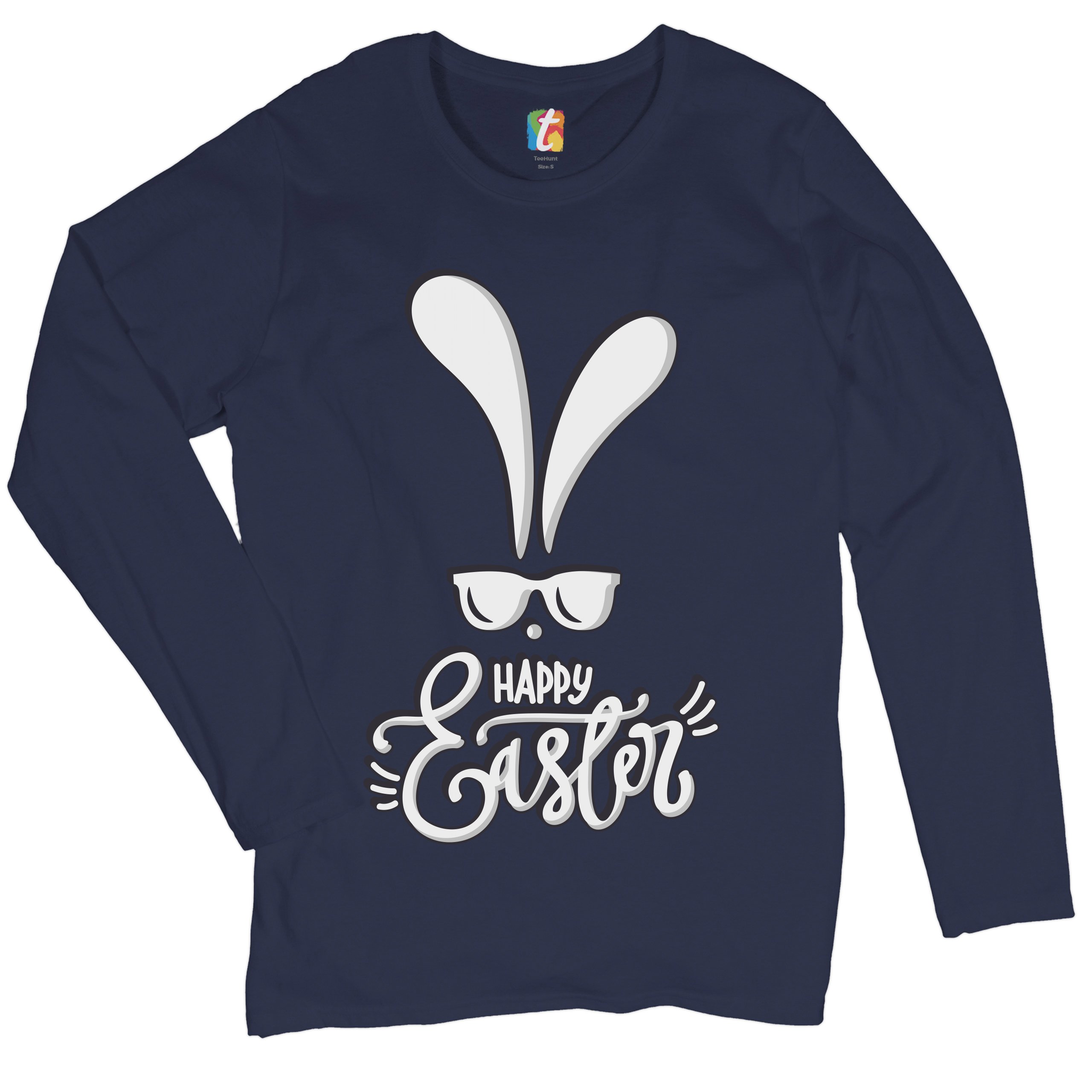 Happy Easter Bunny Ears Women's Long Sleeve T-shirt Religious Jesus Christ - Picture 36 of 56