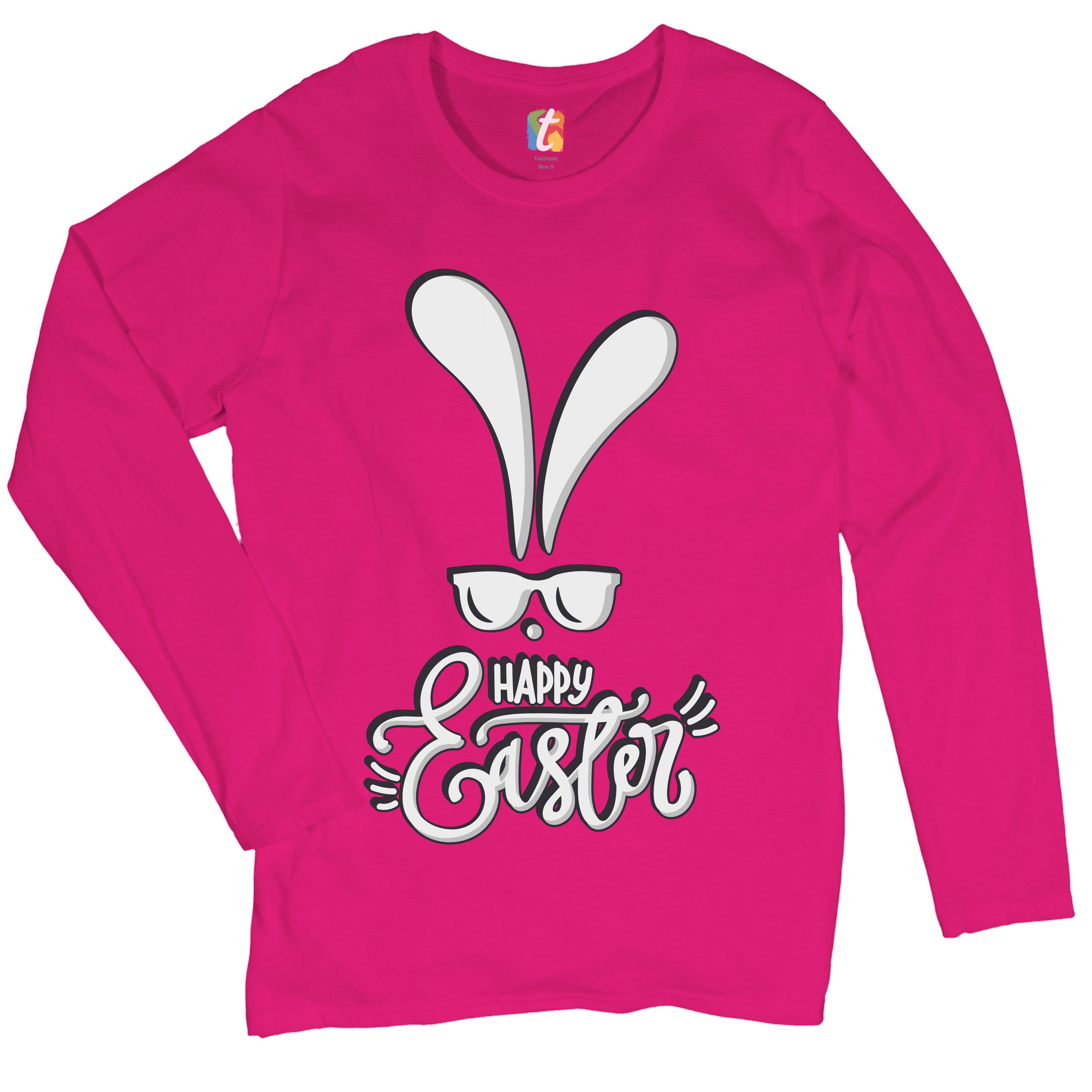 Happy Easter Bunny Ears Women's Long Sleeve T-shirt Religious Jesus Christ - Picture 50 of 56