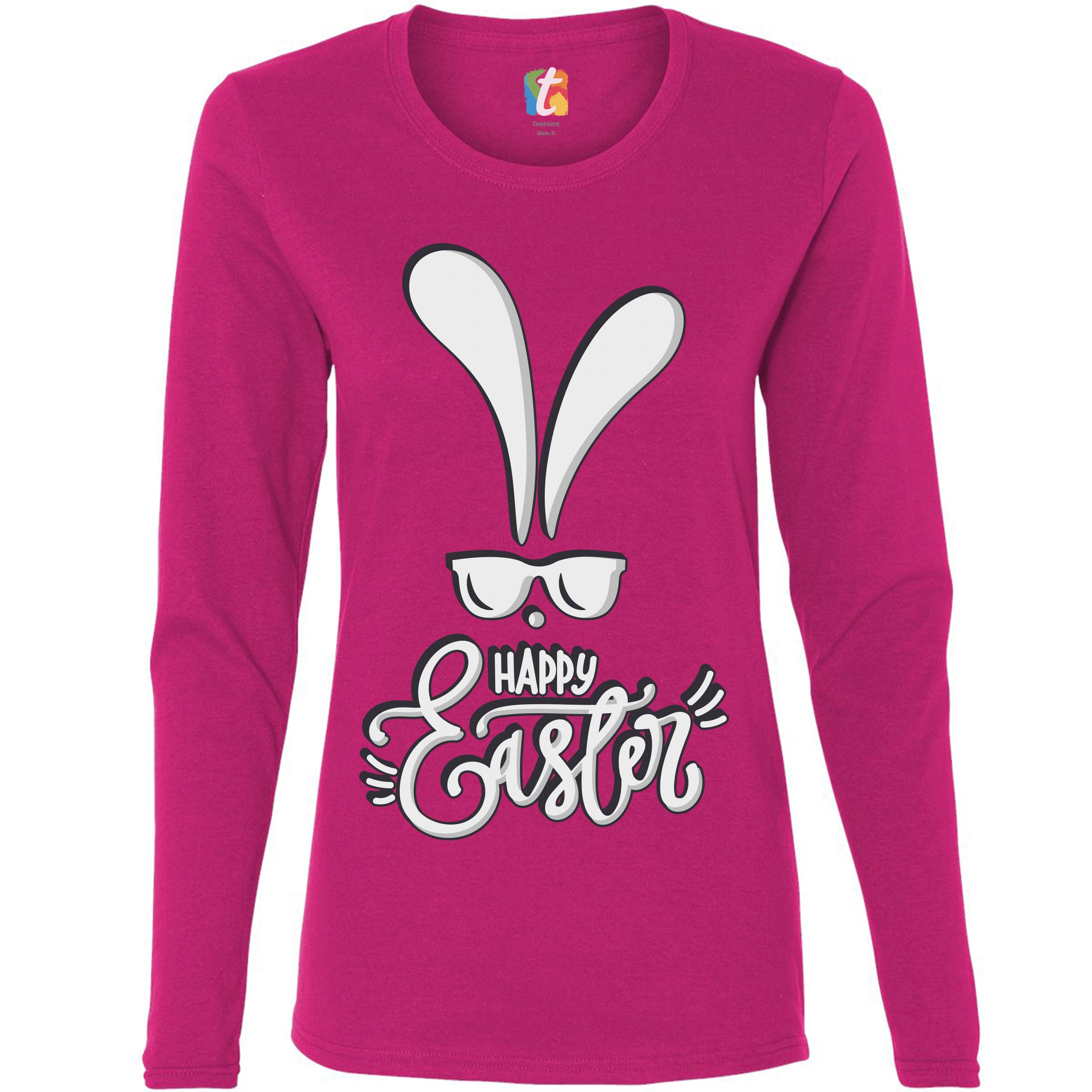 Happy Easter Bunny Ears Women's Long Sleeve T-shirt Religious Jesus Christ - Picture 51 of 56