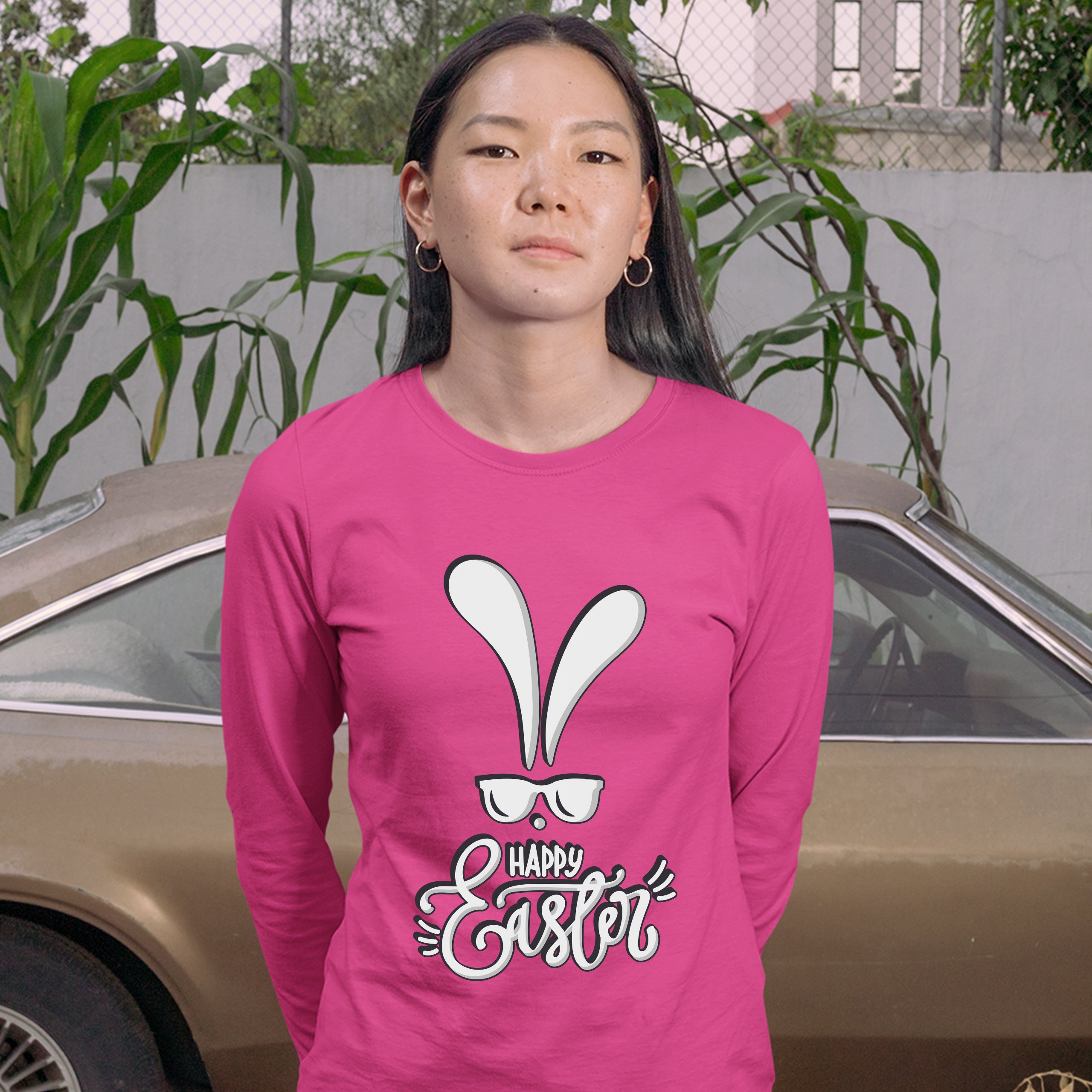 Happy Easter Bunny Ears Women's Long Sleeve T-shirt Religious Jesus Christ - Picture 53 of 56