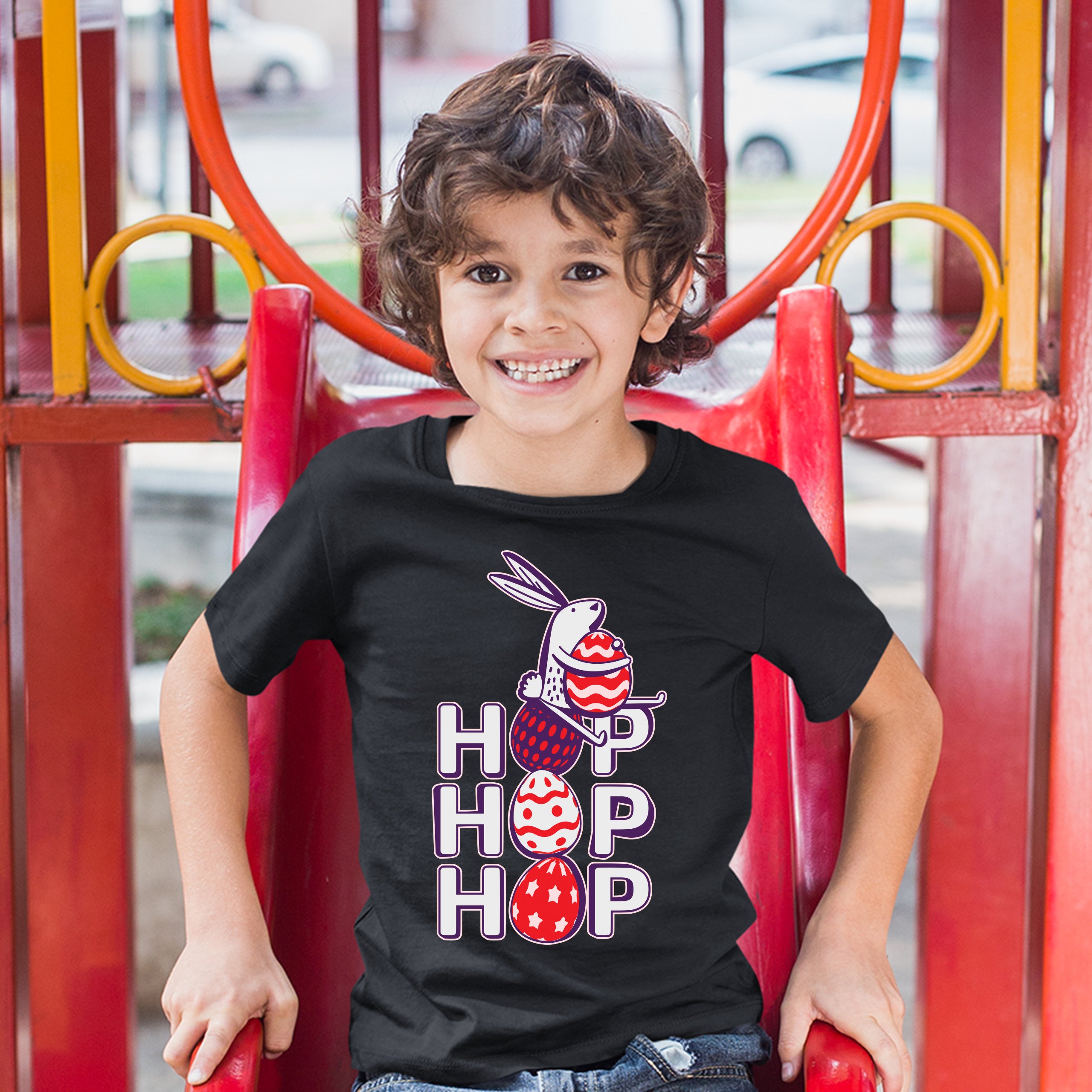 Hop Hop Hop Youth T-shirt Bunny Easter Eggs Jesus Christ Ressurection Kids - Picture 11 of 56
