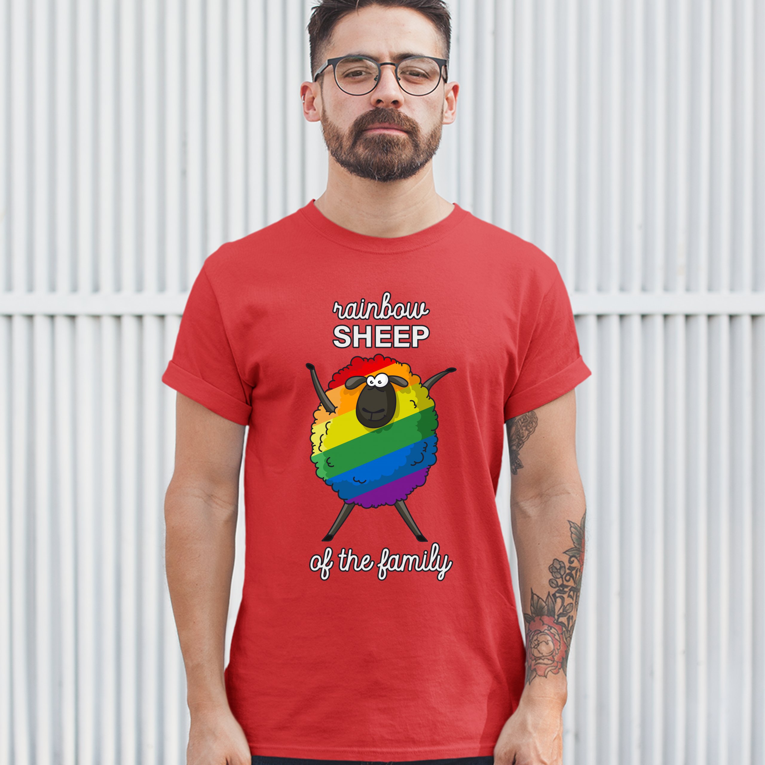 Rainbow Sheep of the Family T-shirt Gay Pride LGBT Support Funny Men's Tee