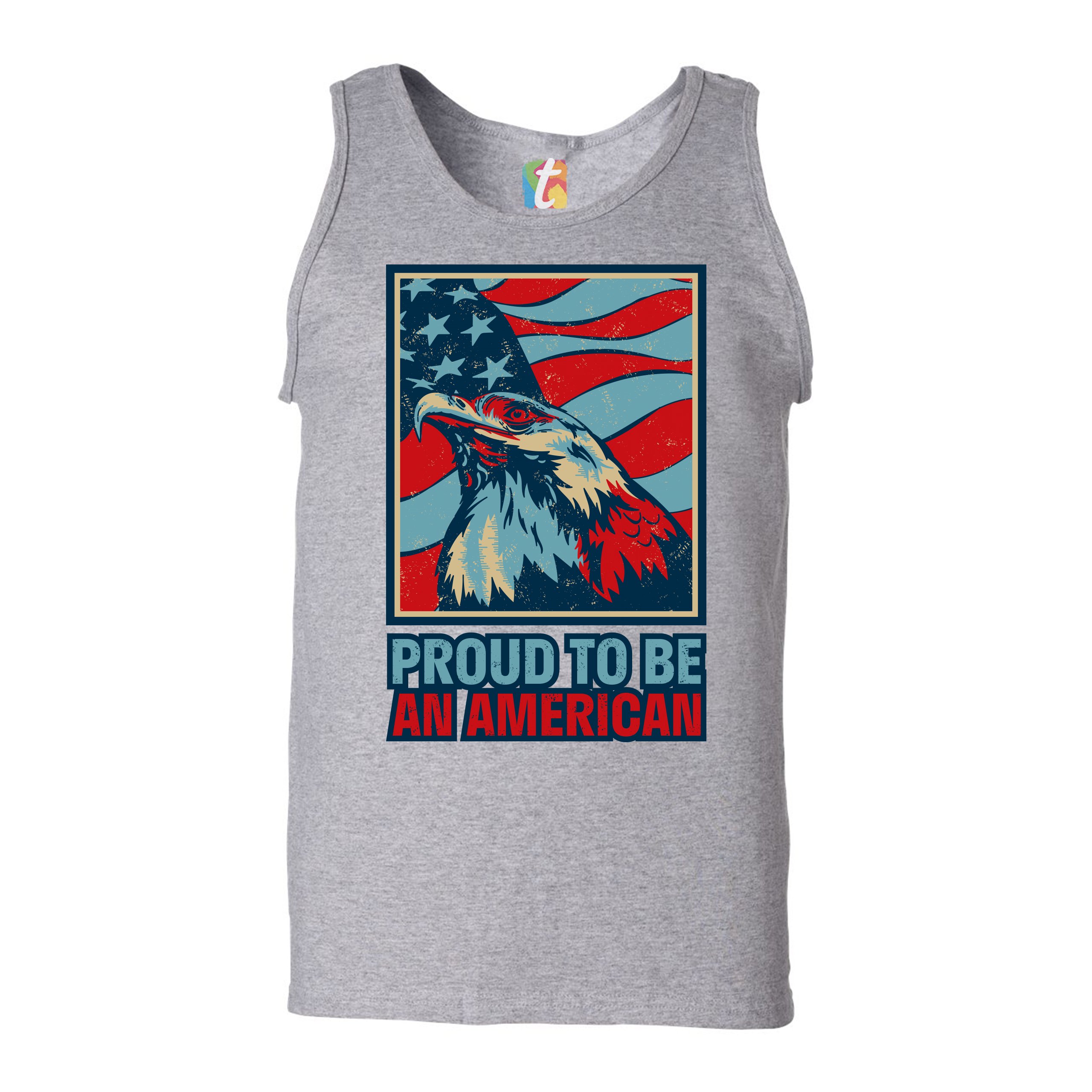 Proud to Be an American Tank Top 4th of July Bald Eagle Patriotic Men's Top - Picture 7 of 21