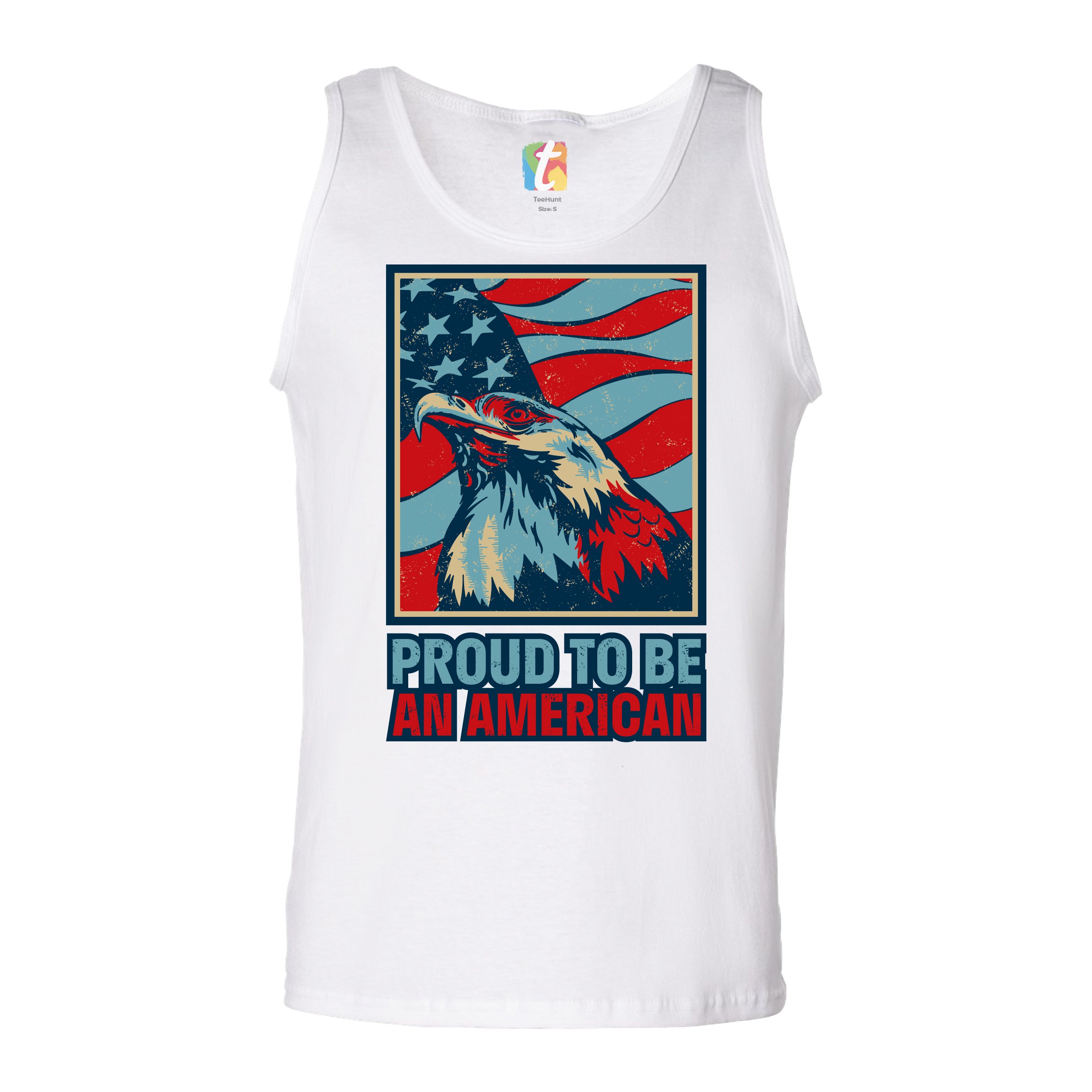 Proud to Be an American Tank Top 4th of July Bald Eagle Patriotic Men's Top - Picture 15 of 21