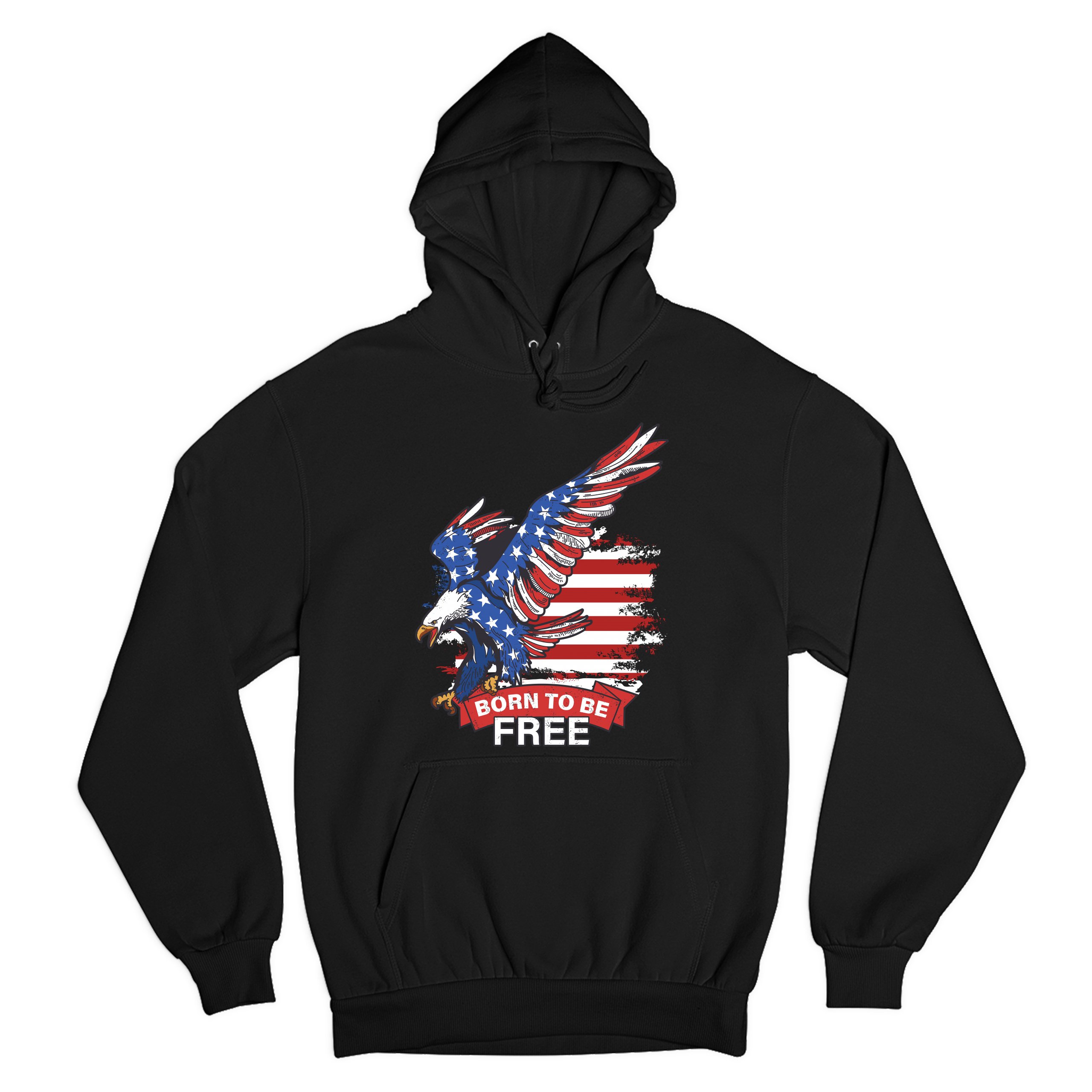 Diving Bald Eagle Sweatshirt Born to Be Free American Flag 4th of July Hoodie - Picture 2 of 36