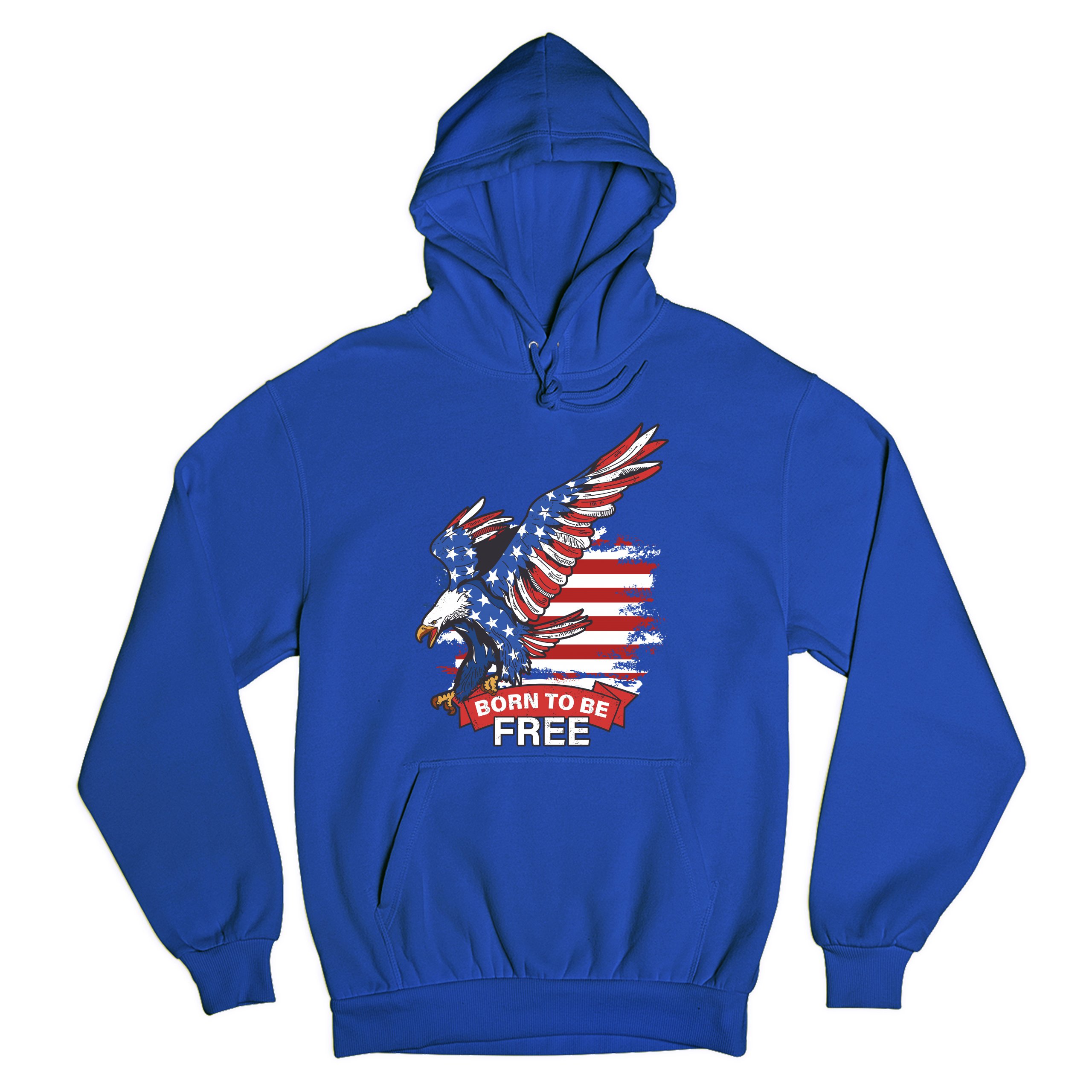 Diving Bald Eagle Sweatshirt Born to Be Free American Flag 4th of July Hoodie - Picture 27 of 36