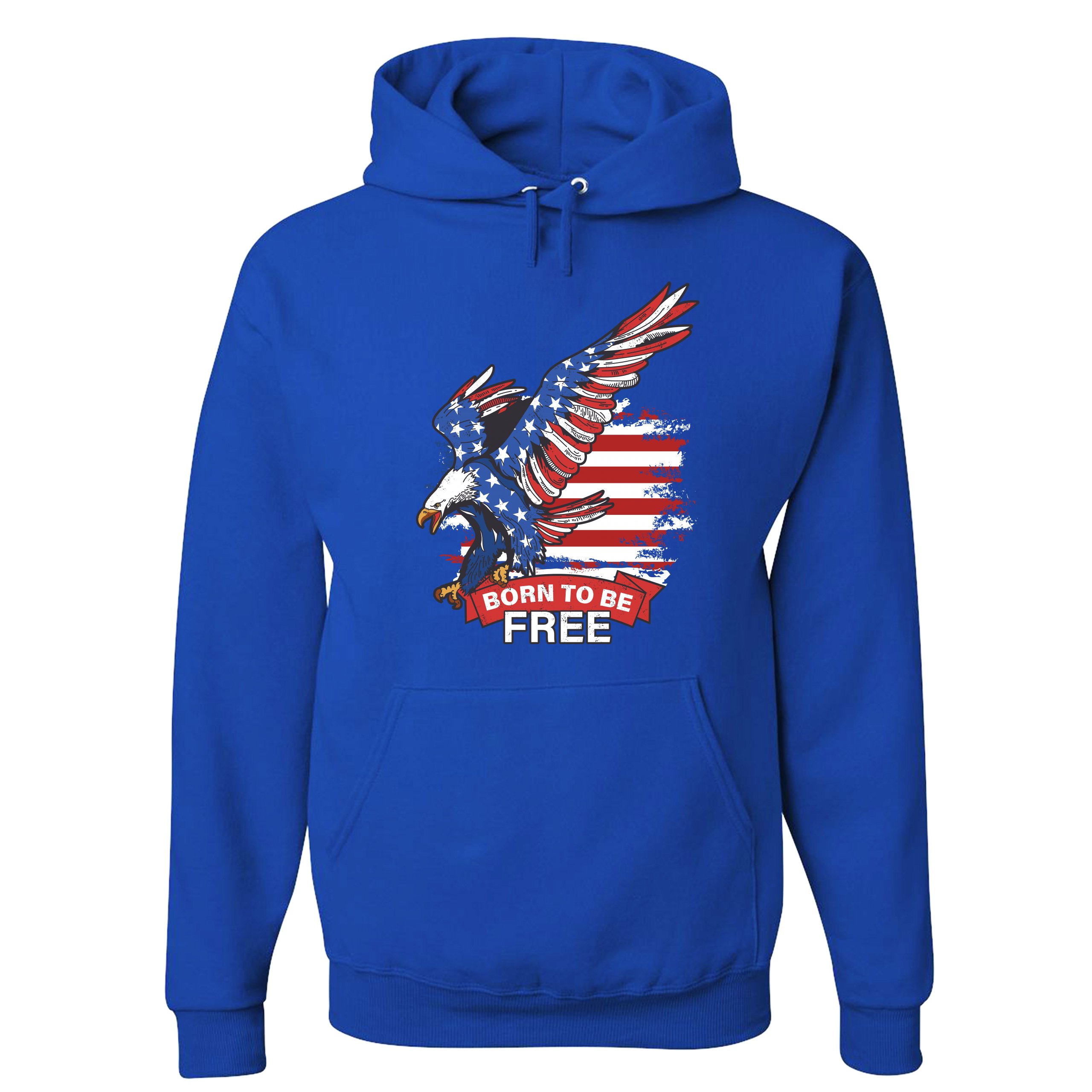 Diving Bald Eagle Sweatshirt Born to Be Free American Flag 4th of July Hoodie - Picture 28 of 36