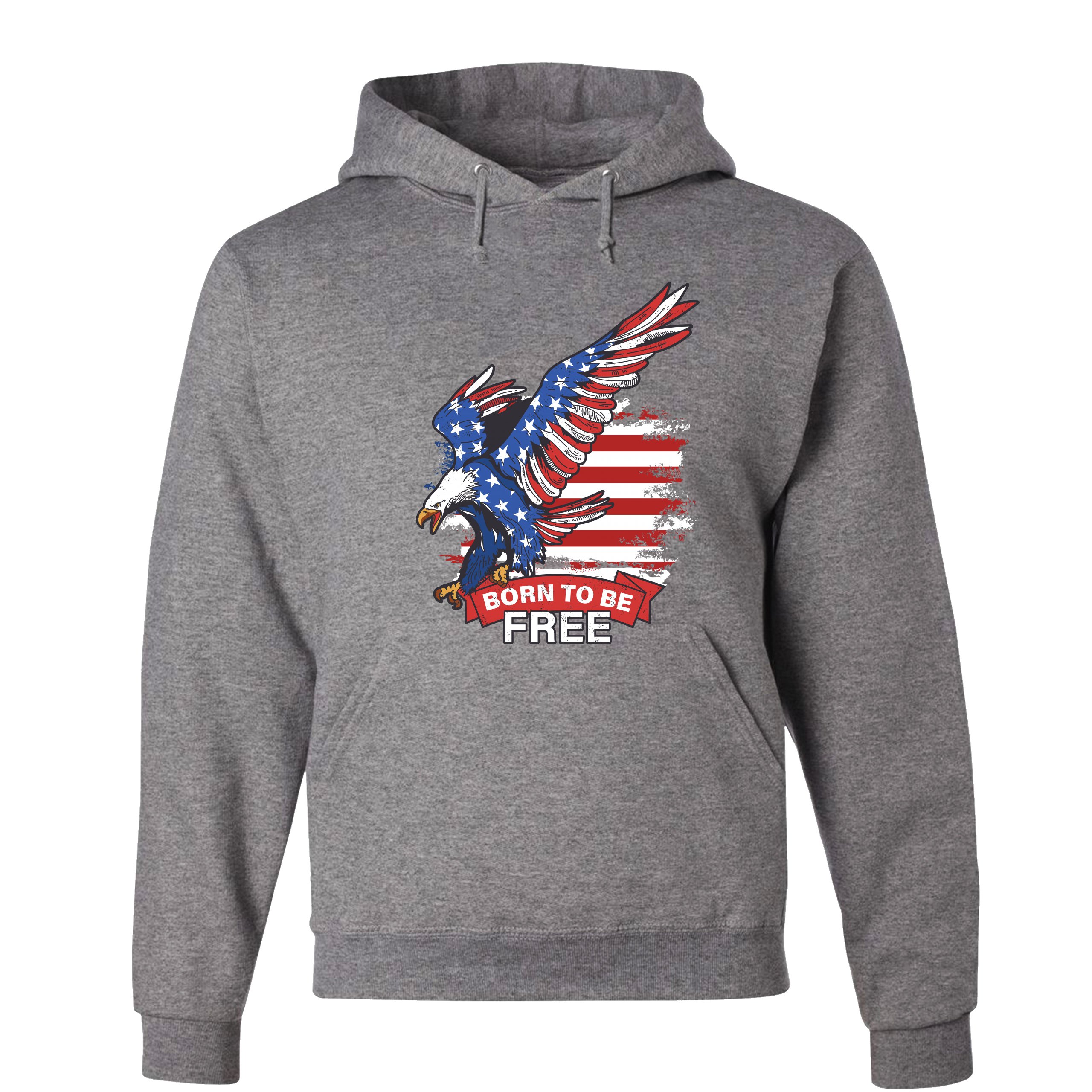 Diving Bald Eagle Sweatshirt Born to Be Free American Flag 4th of July Hoodie - Picture 8 of 36