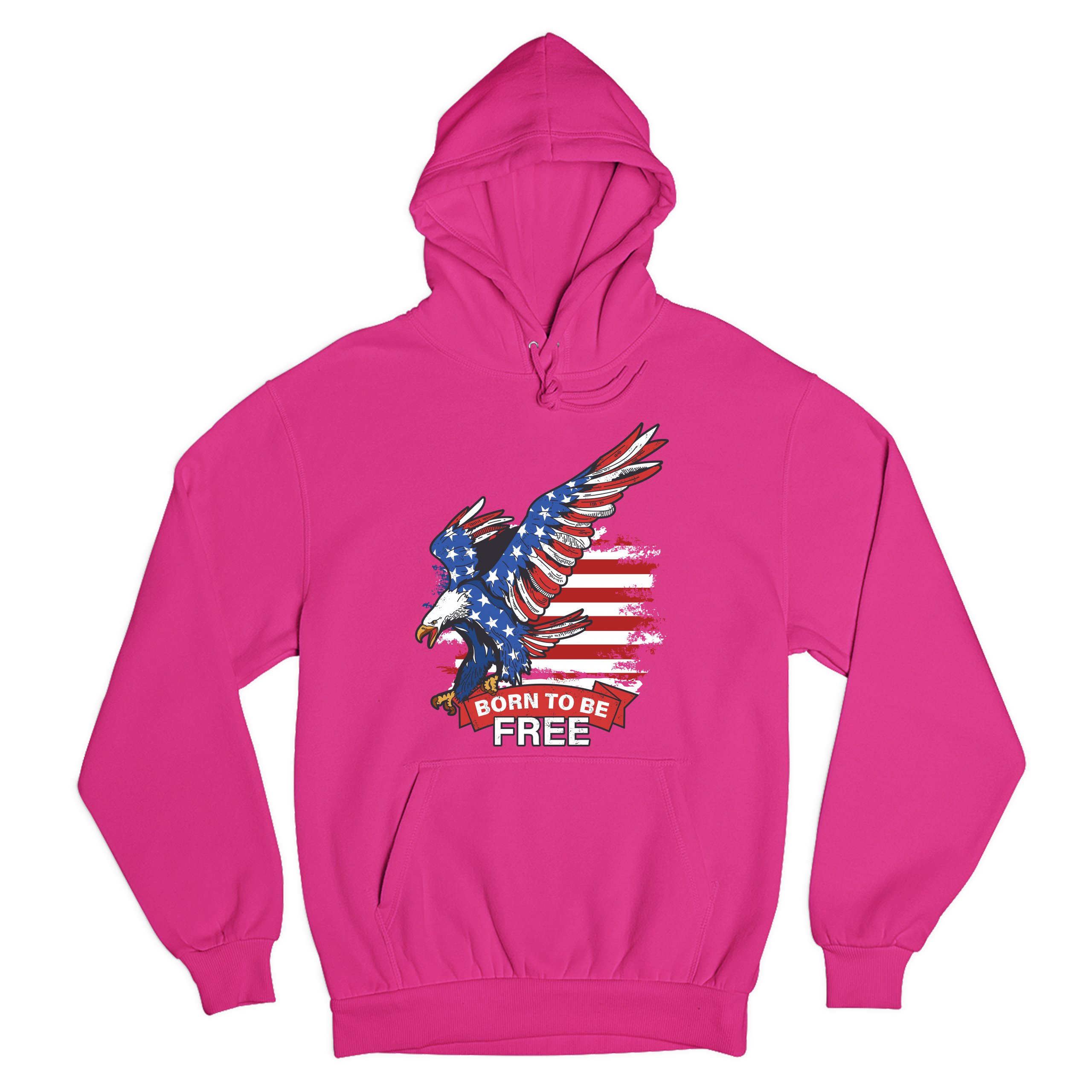 Diving Bald Eagle Sweatshirt Born to Be Free American Flag 4th of July Hoodie - Picture 32 of 36
