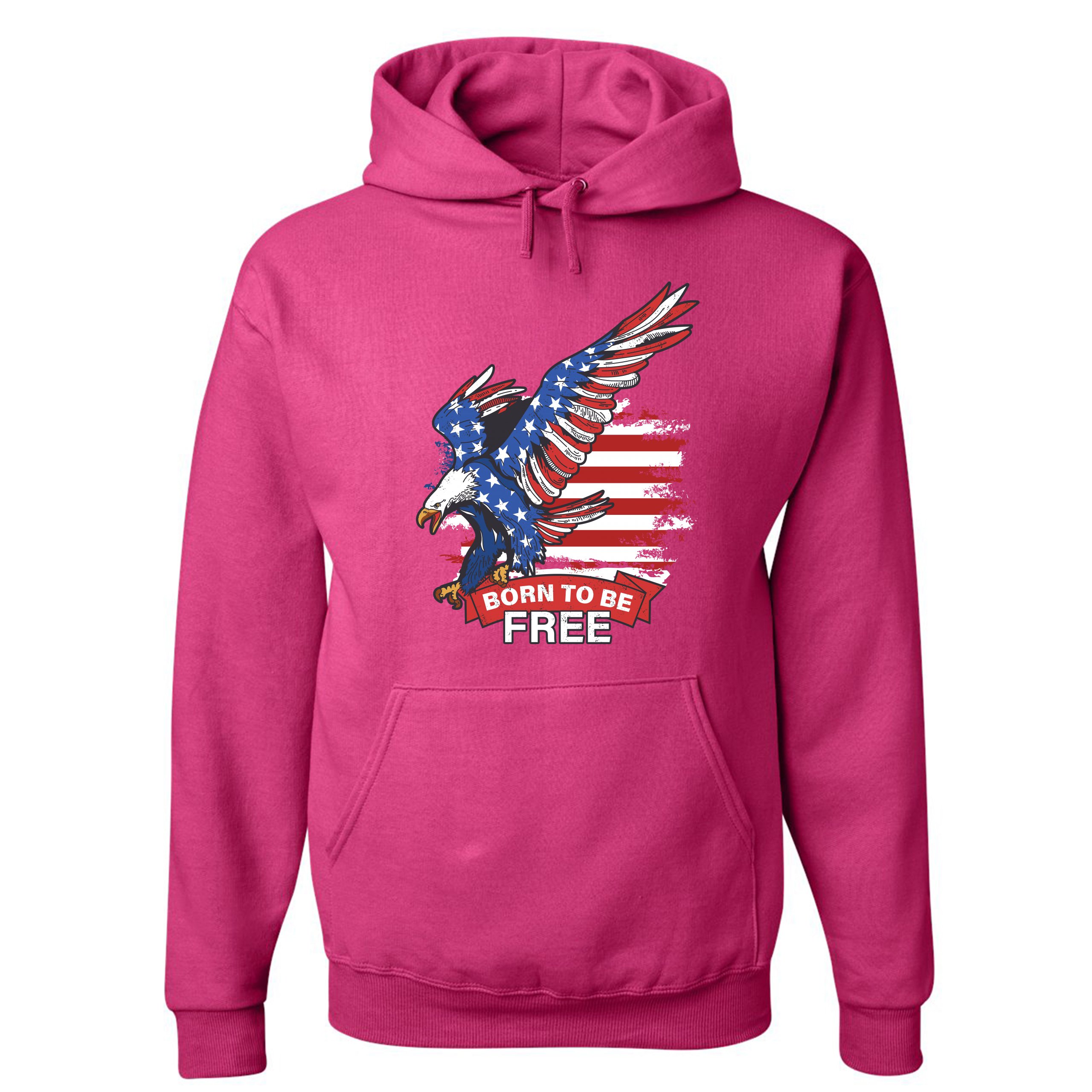 Diving Bald Eagle Sweatshirt Born to Be Free American Flag 4th of July Hoodie - Picture 33 of 36
