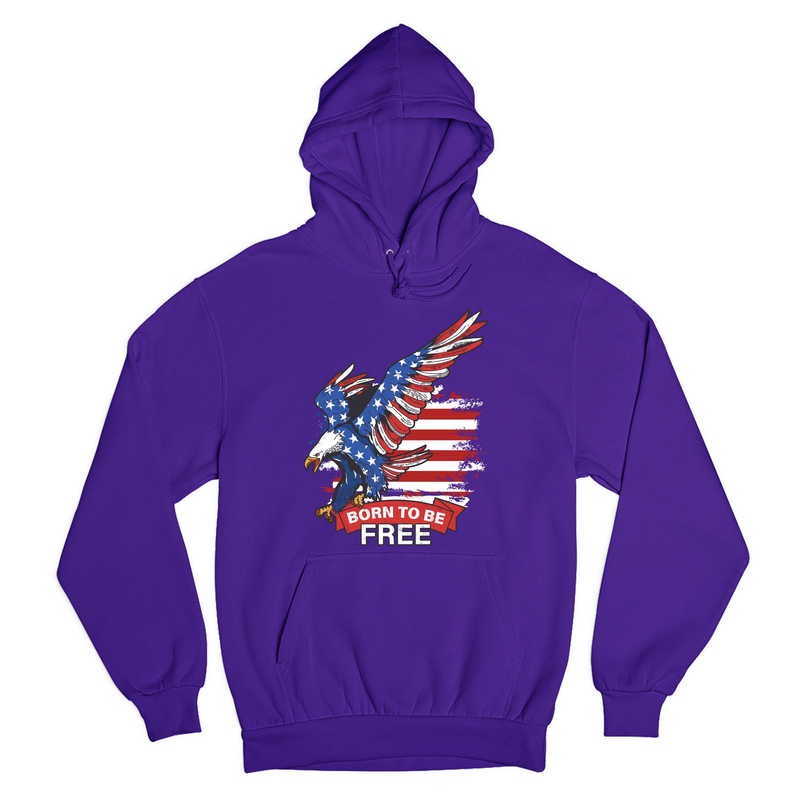 Diving Bald Eagle Sweatshirt Born to Be Free American Flag 4th of July Hoodie - Picture 12 of 36