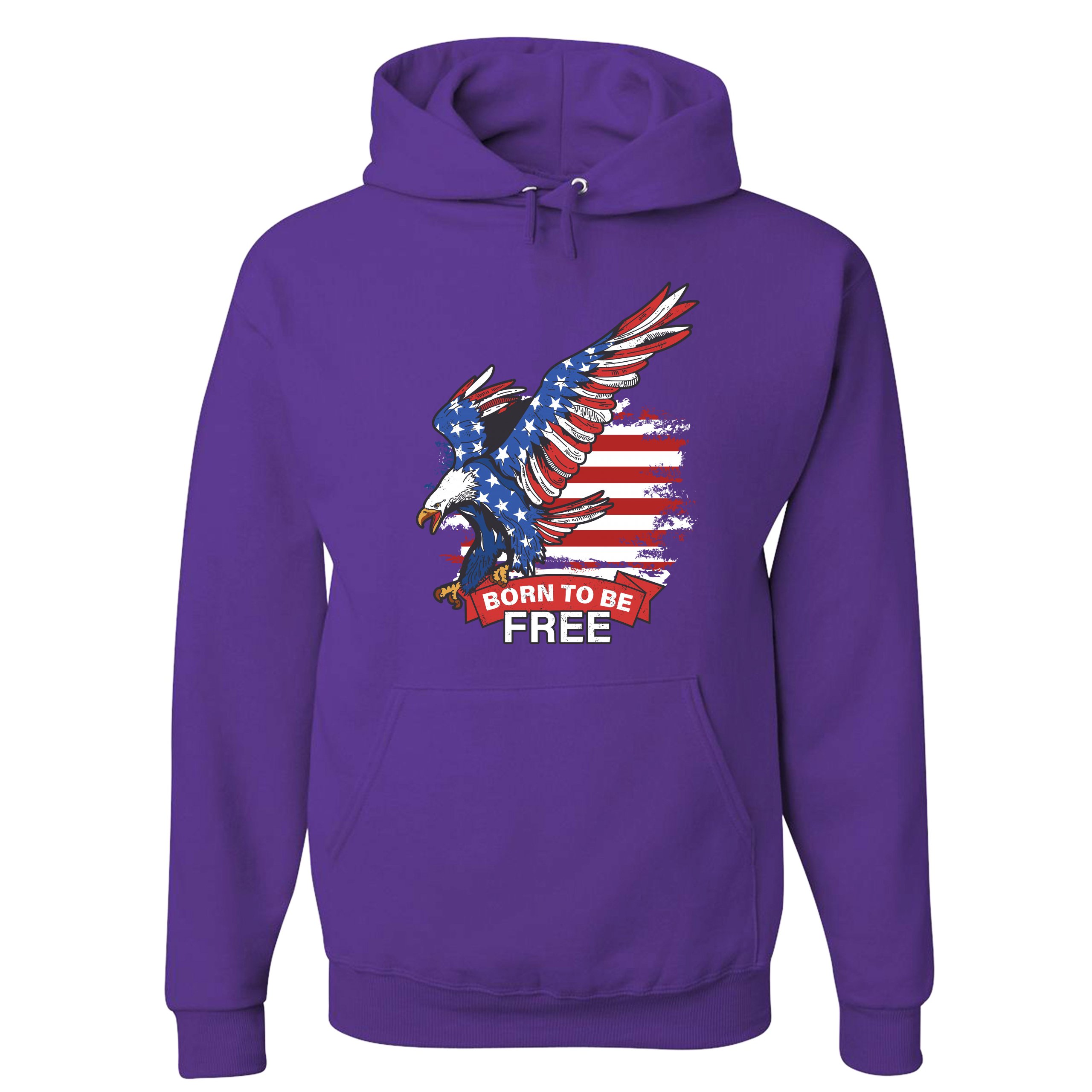 Diving Bald Eagle Sweatshirt Born to Be Free American Flag 4th of July Hoodie - Picture 13 of 36
