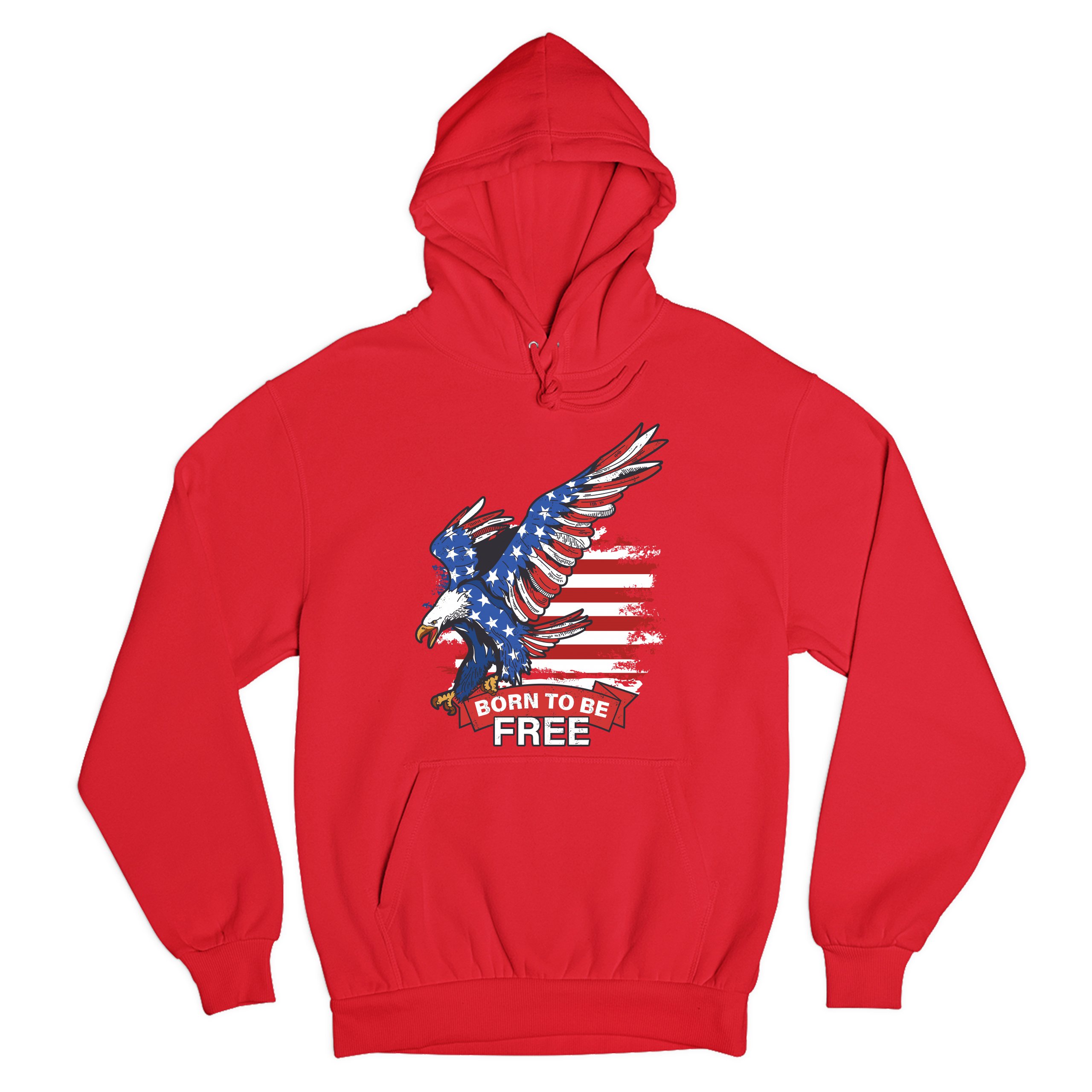Diving Bald Eagle Sweatshirt Born to Be Free American Flag 4th of July Hoodie - Picture 17 of 36