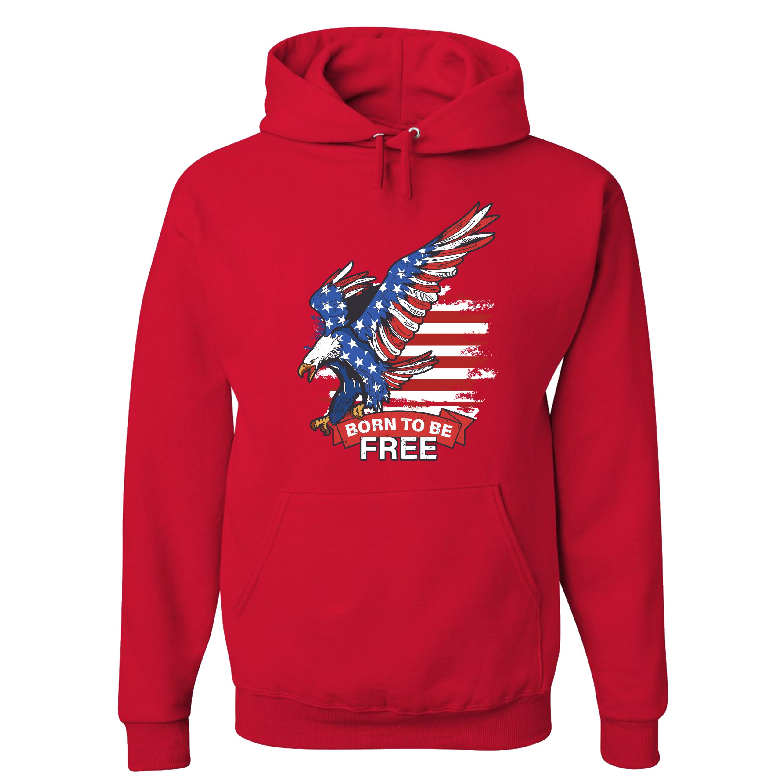 Diving Bald Eagle Sweatshirt Born to Be Free American Flag 4th of July Hoodie - Picture 18 of 36