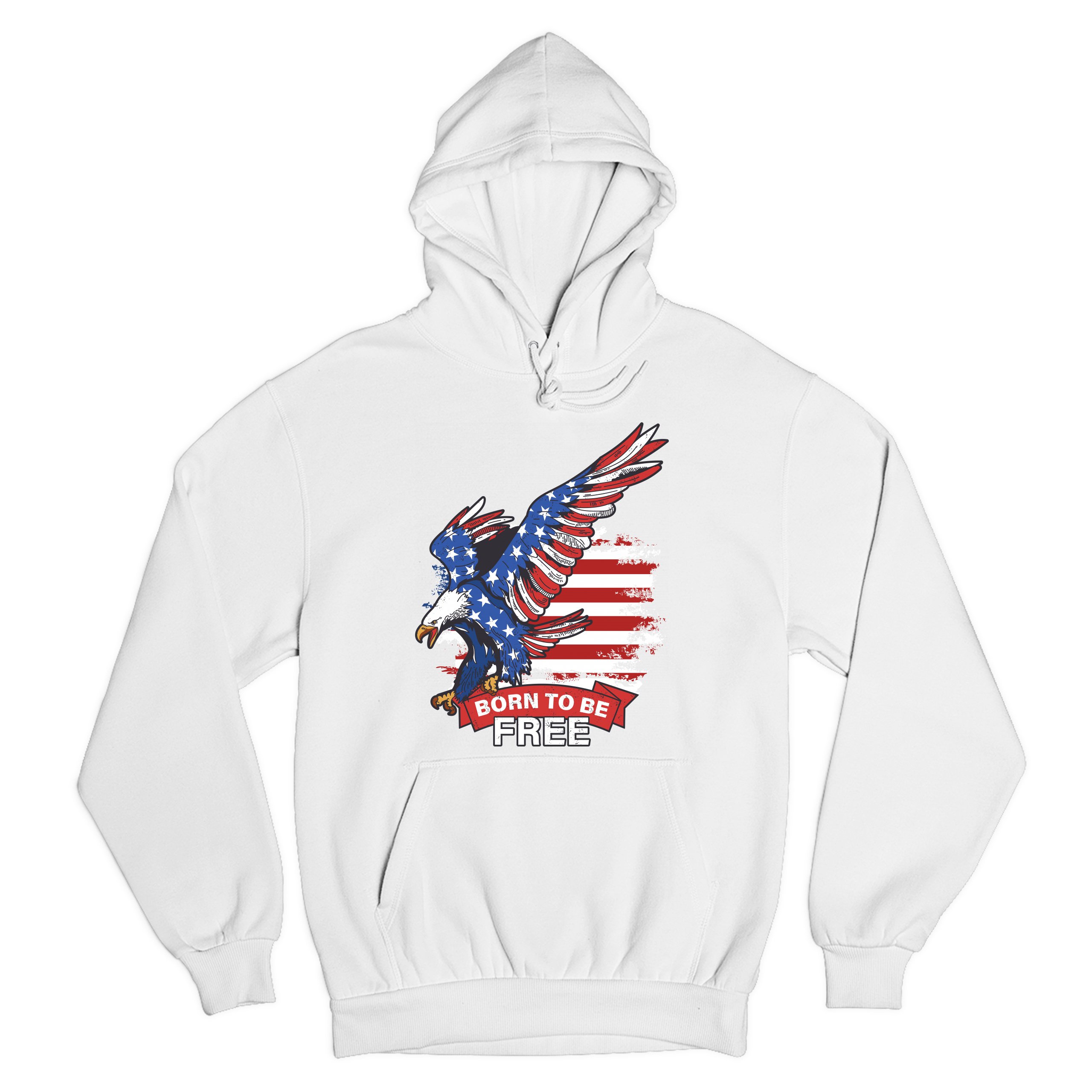 Diving Bald Eagle Sweatshirt Born to Be Free American Flag 4th of July Hoodie - Picture 22 of 36